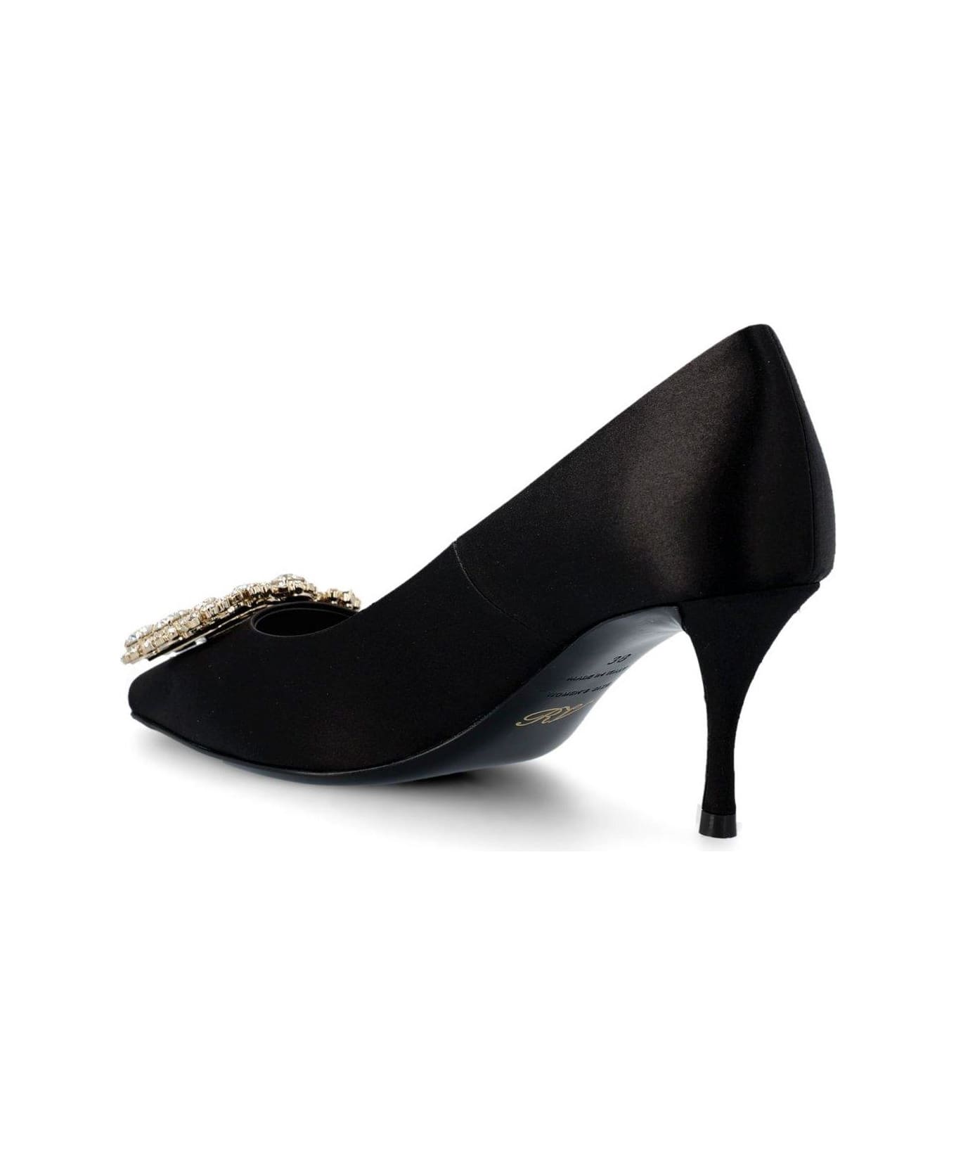 Roger Vivier Embellished Pointed Toe Pumps - Black