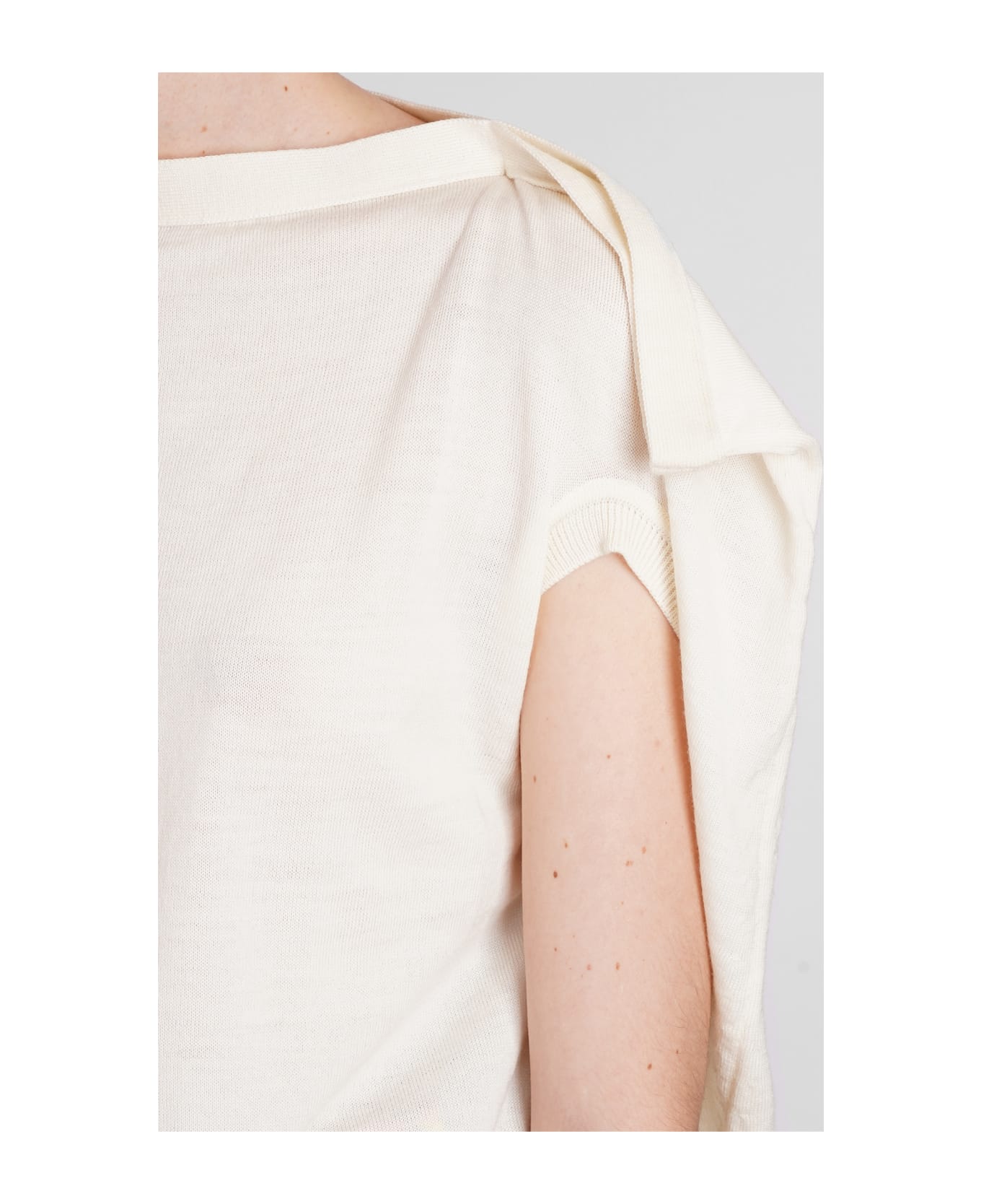 zip-detailed logo-print T-shirt Knitwear In Beige Wool - beige