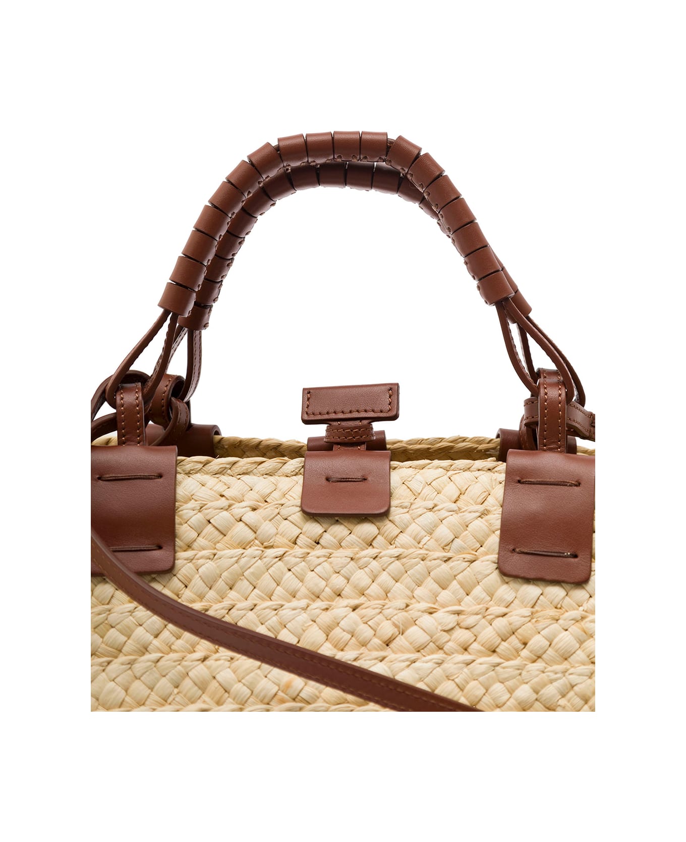 Casadei 'panarea' Brown Shopper With C-chain Maxi Logo In Rafia And Leather Woman - Beige トートバッグ