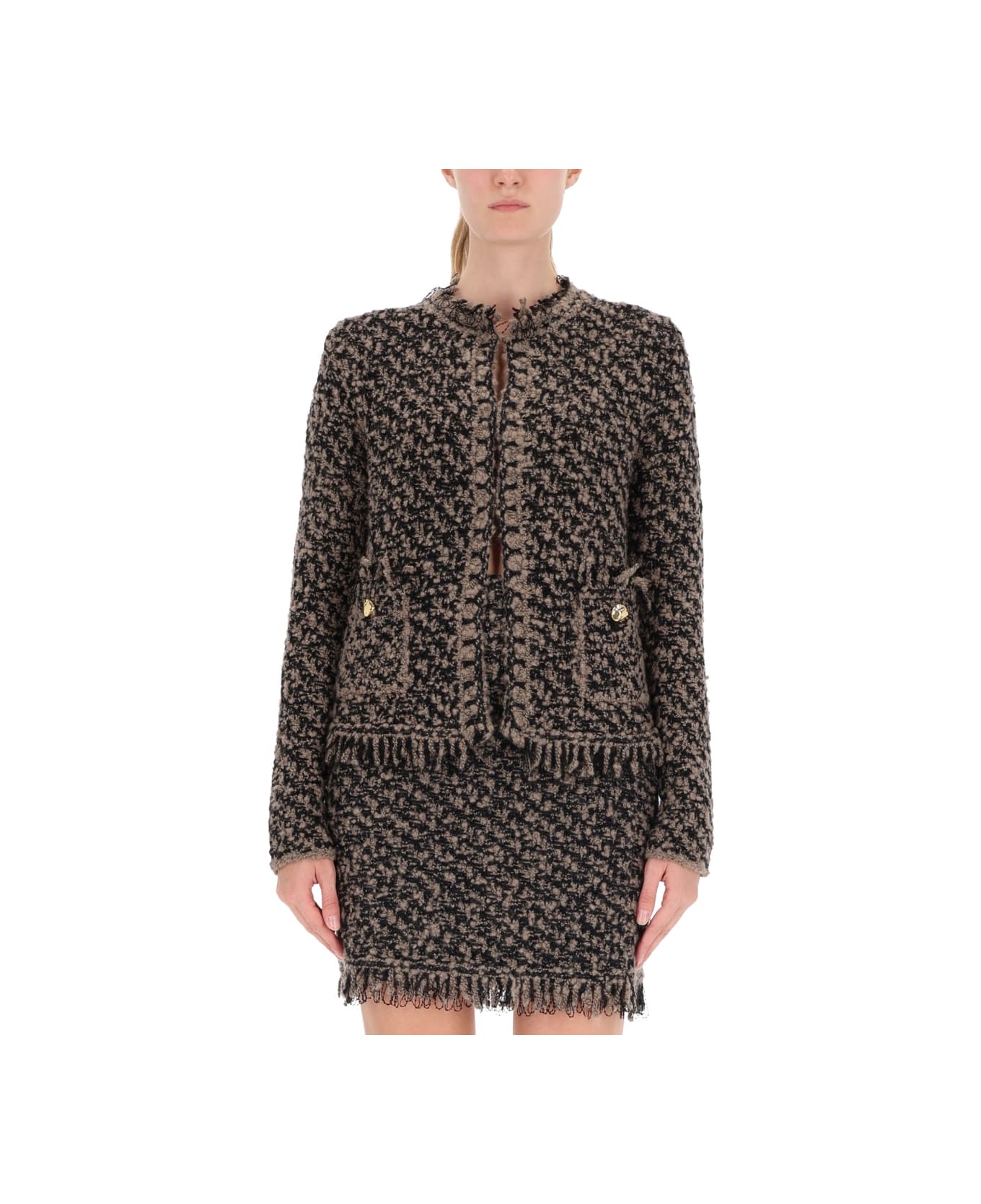 Fabiana Filippi Tweed And Sequin Jacket - BROWN