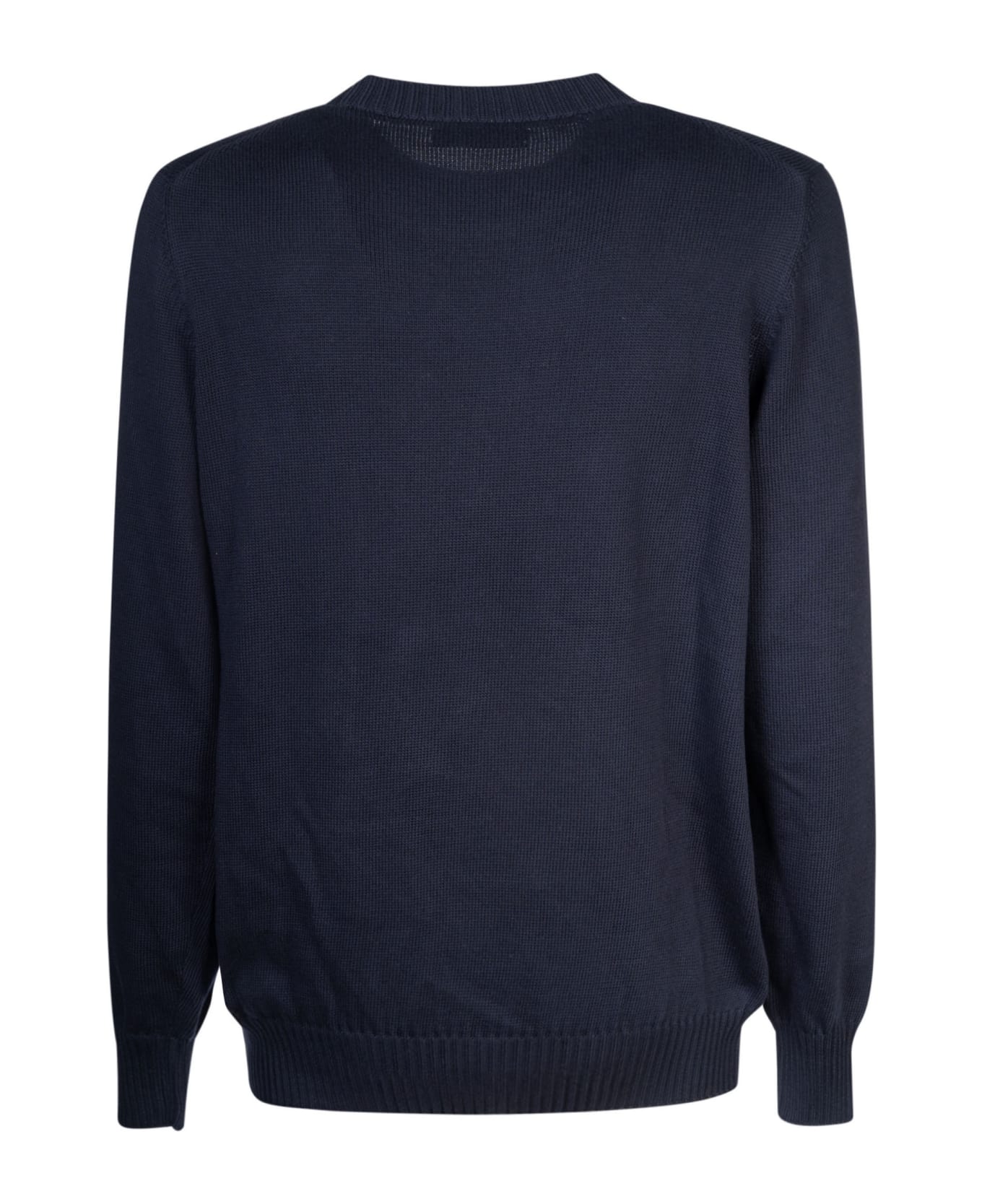 Brunello Cucinelli Rib Trim Knit Plain Sweatshirt - Navy