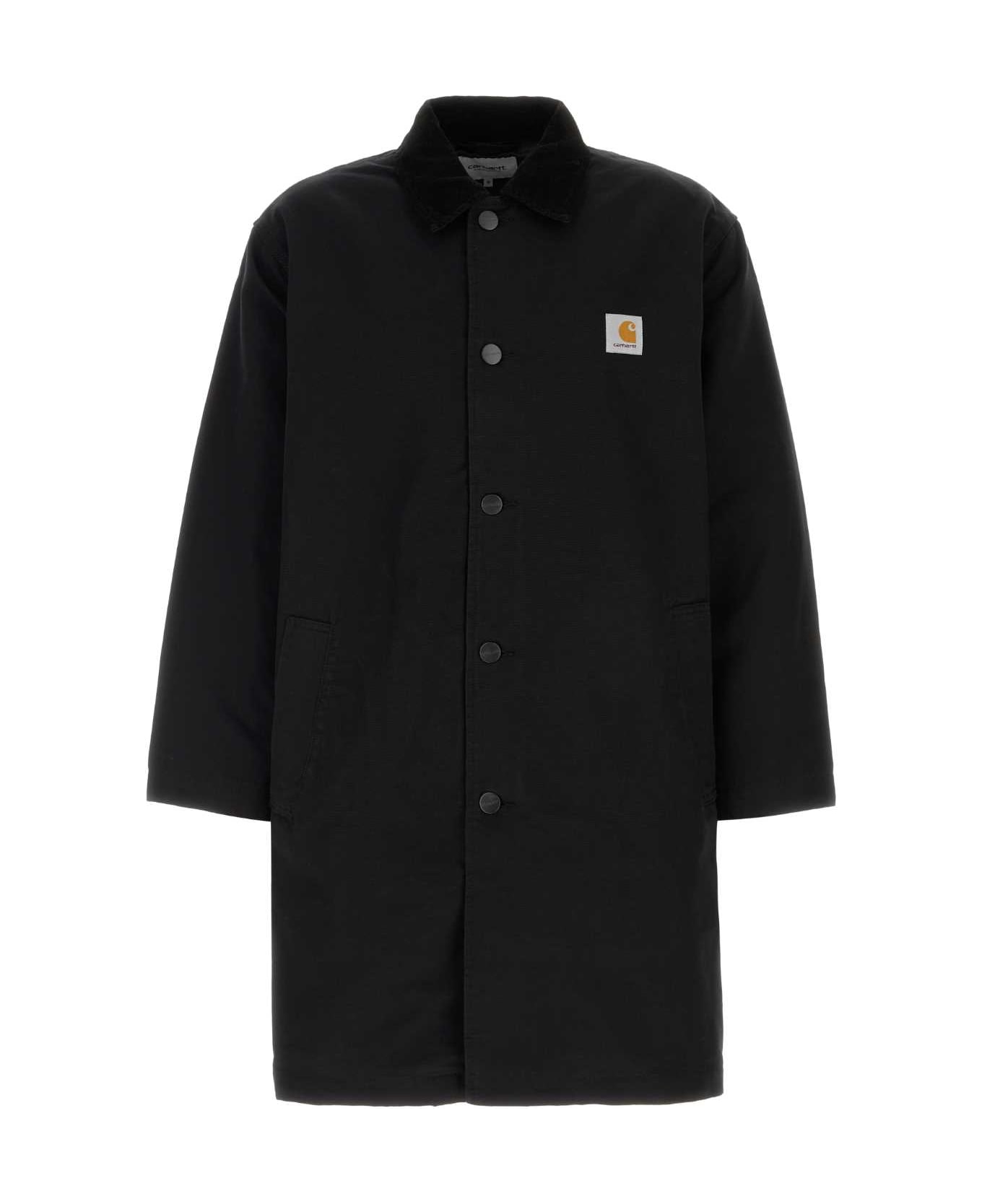 Carhartt Black Canvas Webster Coat - BLACKBLACKRINSED 00E02