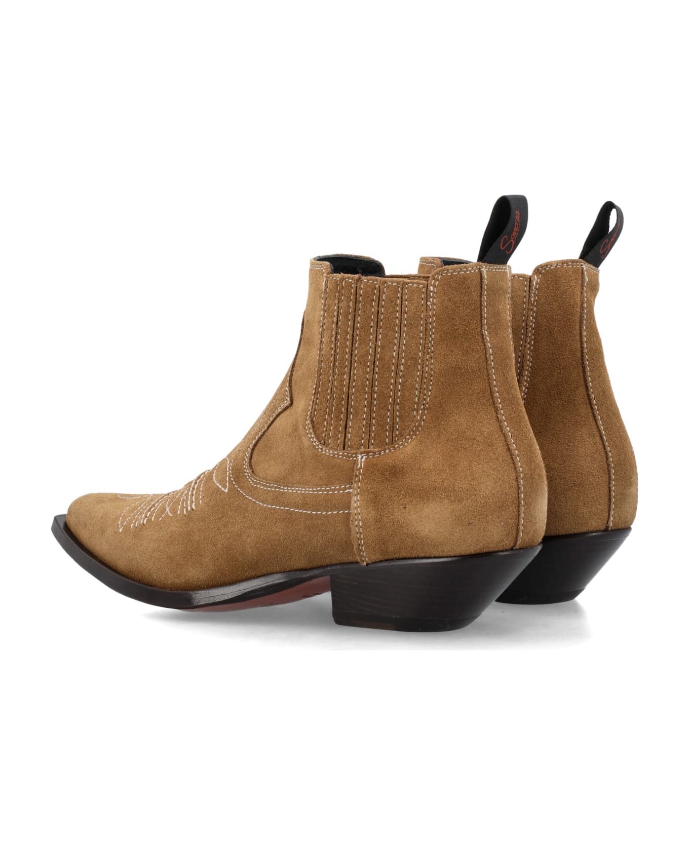 Sonora Idalgo Flower Ankle Boots - CIGAR