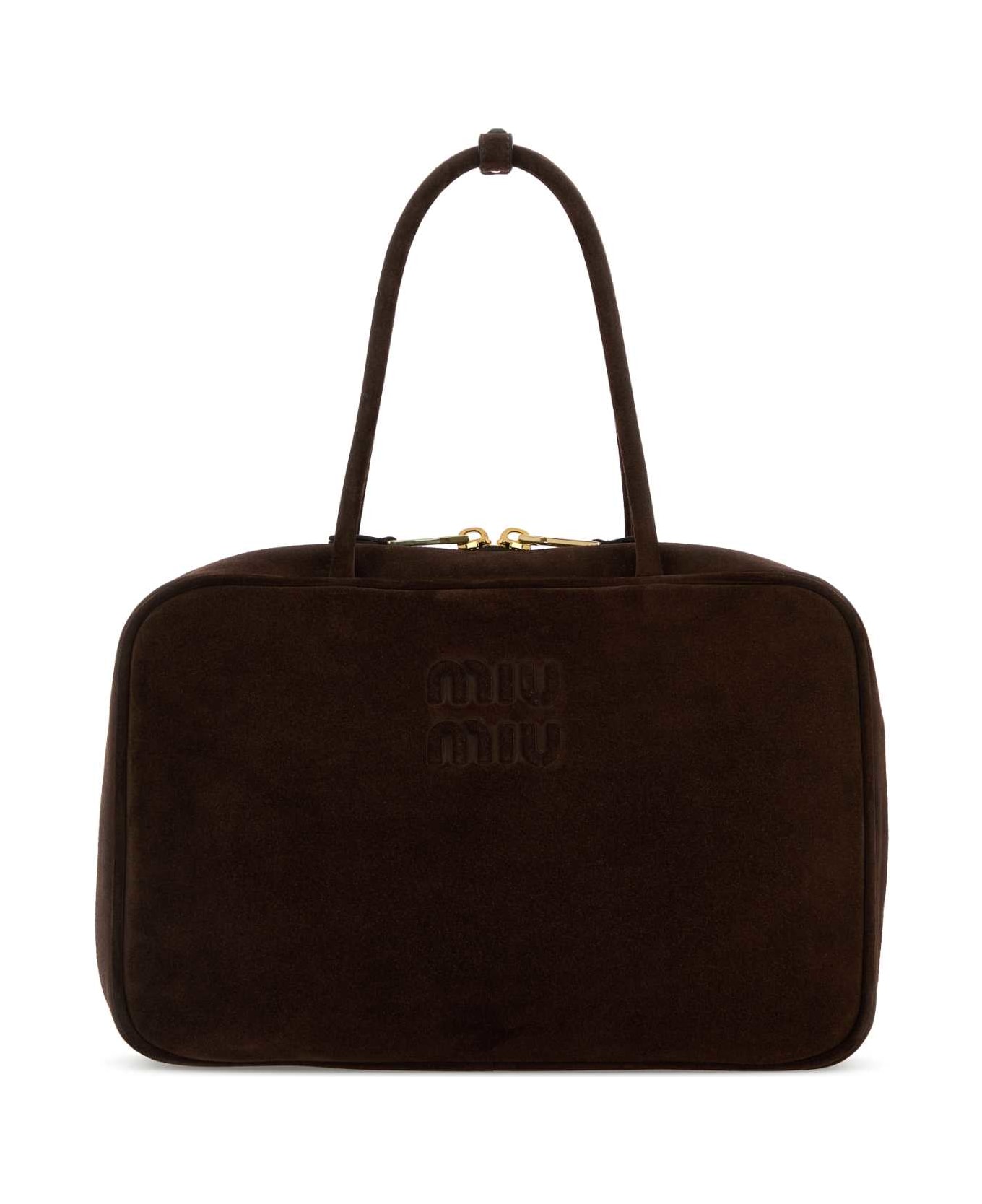 Miu Miu Dark Brown Suede Handbag - MORO