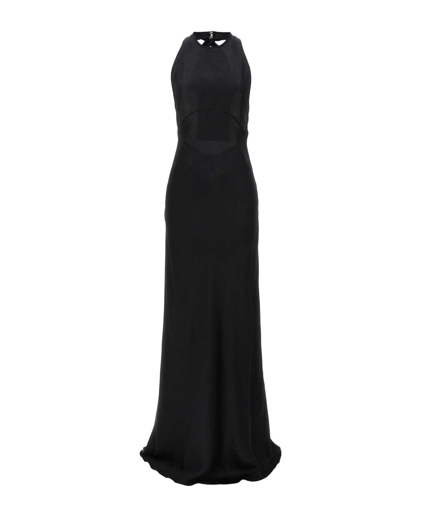 N.21 Lace Satin Long Dress - Black  