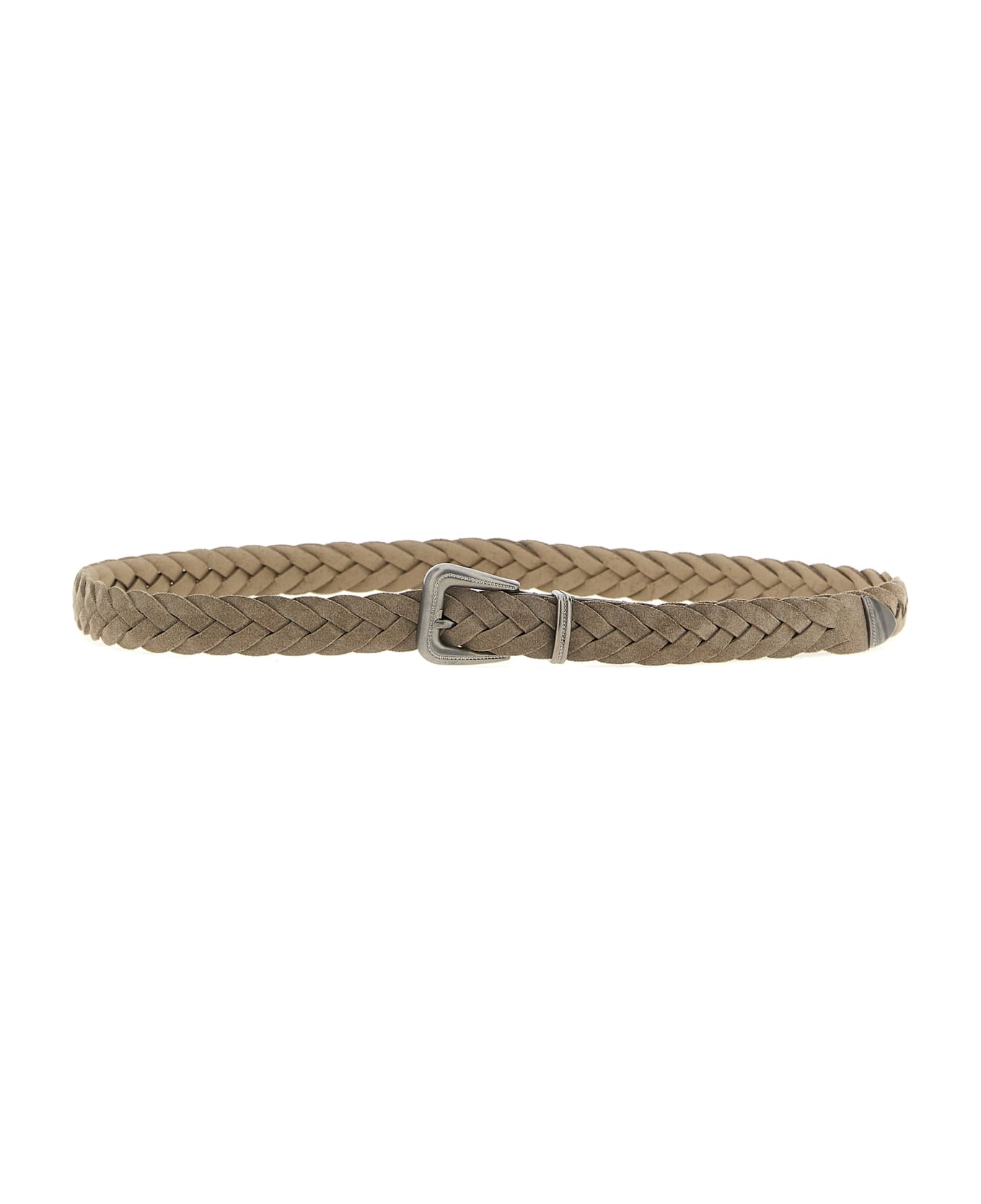Brunello Cucinelli Monile Buckle Woven Belt - Gray