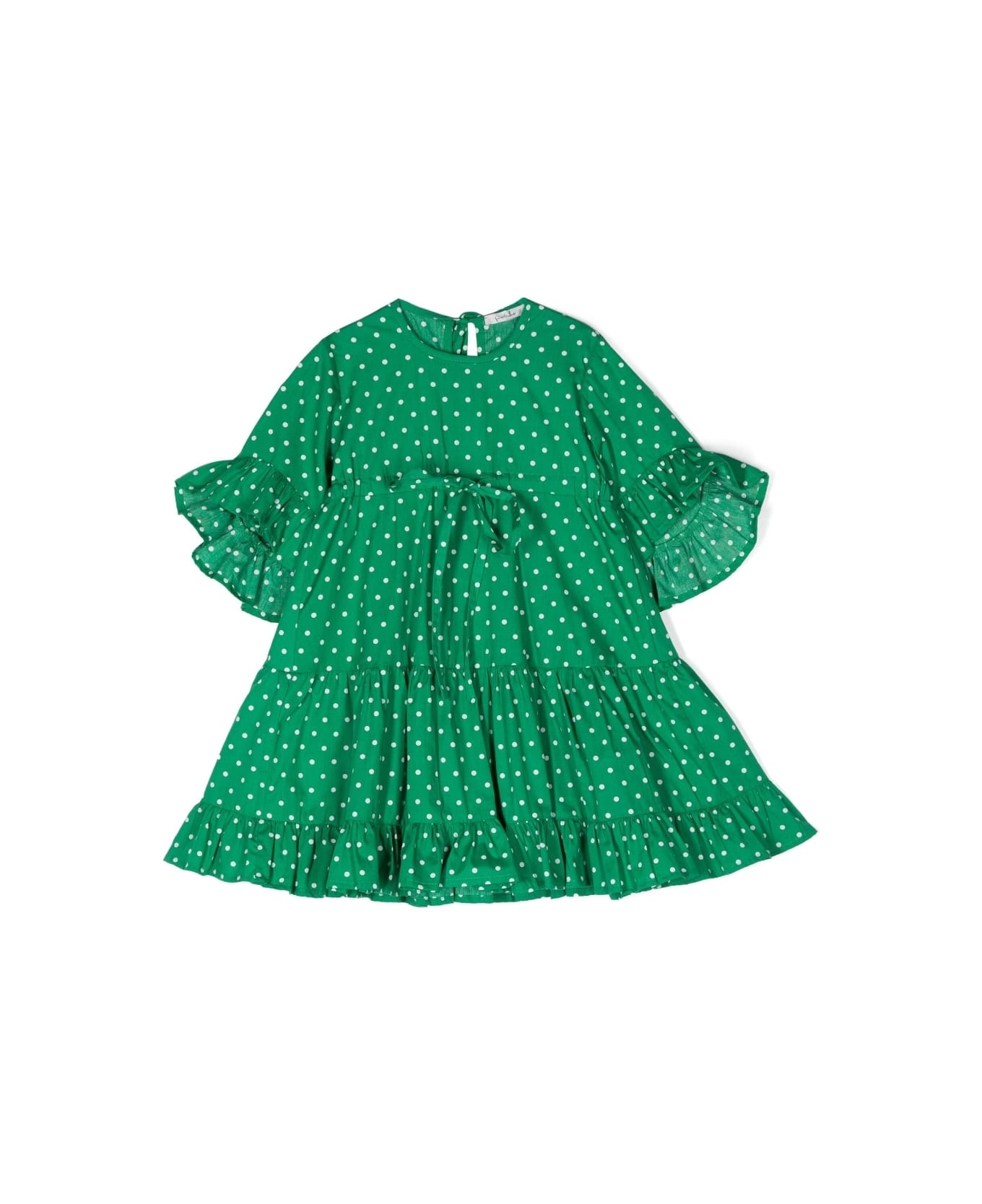 Piccola Ludo Polka Dot Dress - Green