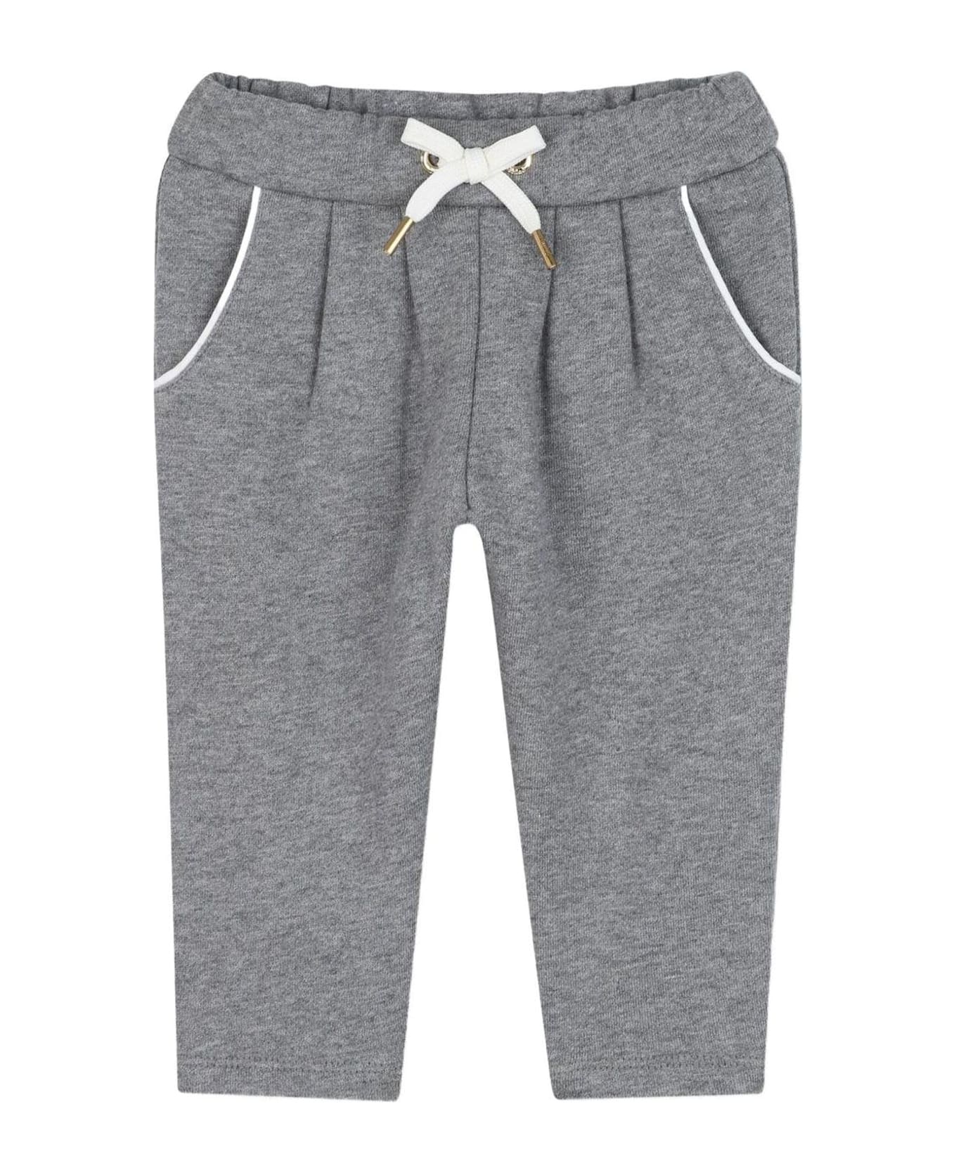 Chloé Grey Trousers For Baby Girl With Logo - Grey
