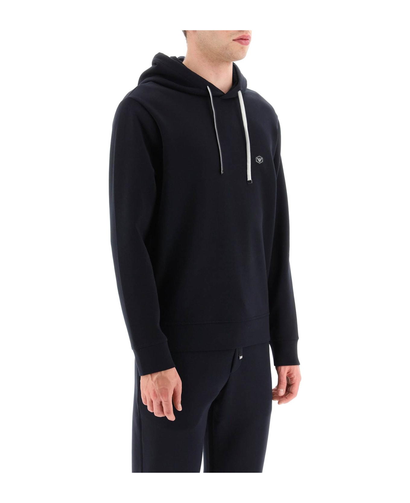 Emporio Armani Double Jersey Hoodie - BLU NAVY (Blue)