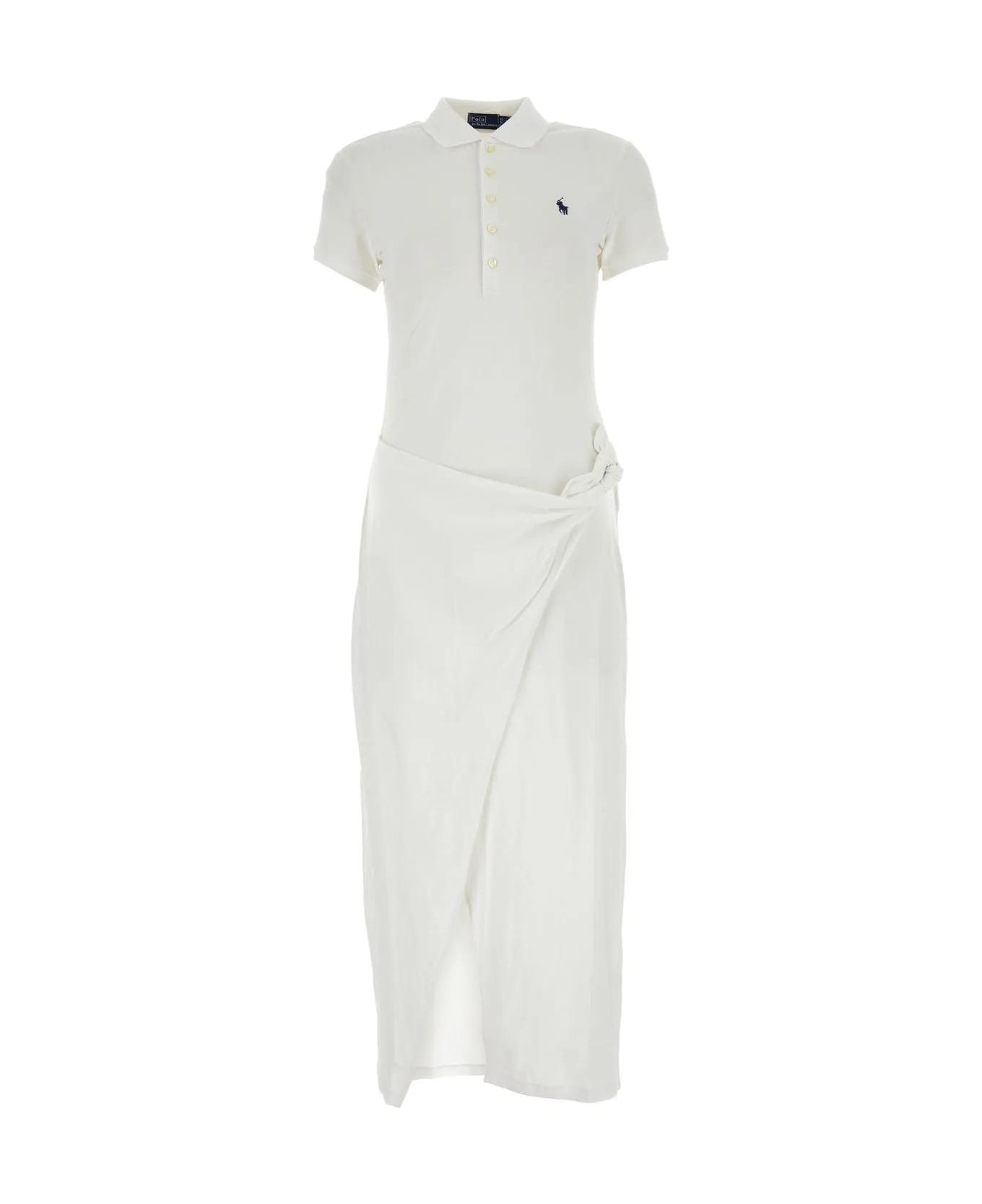 Polo Ralph Lauren White Stretch Piquet Polo Dress - White