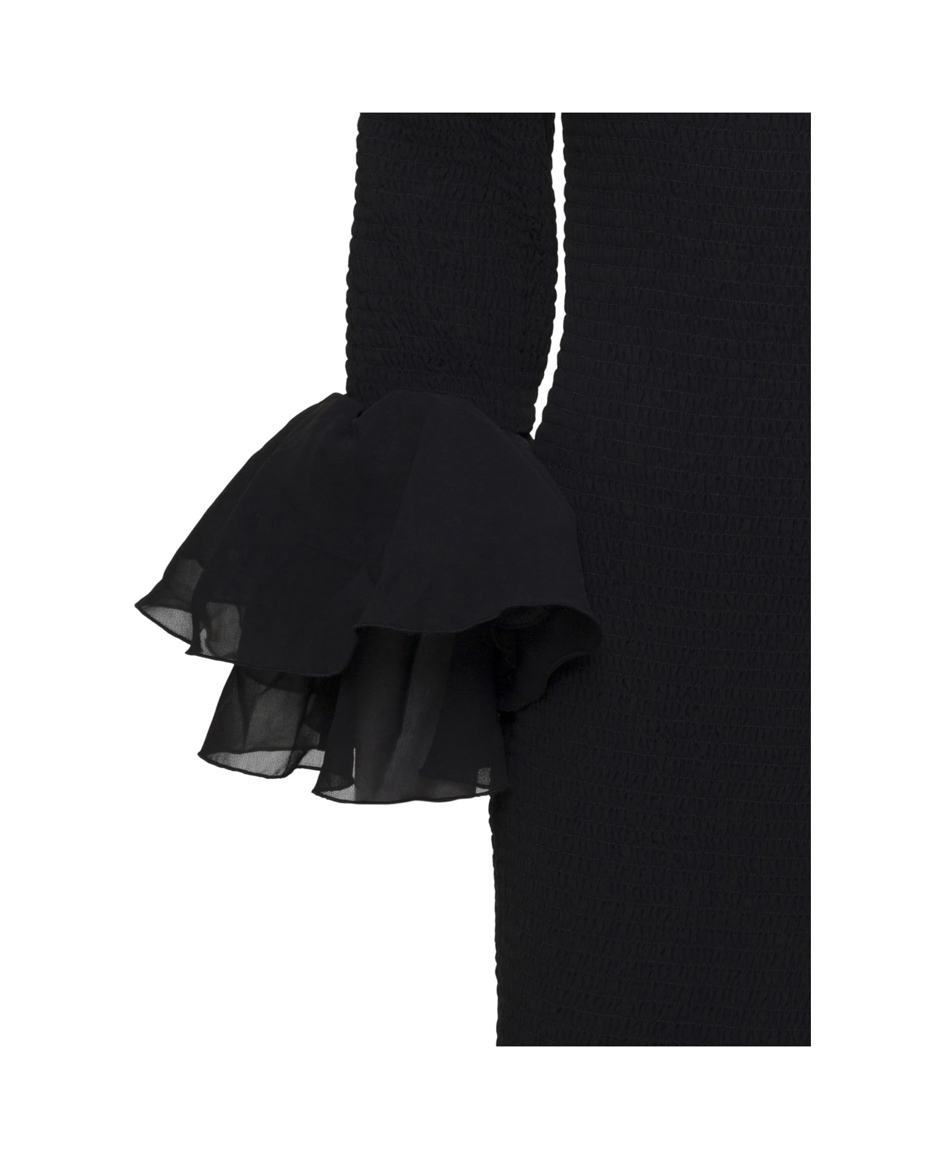 Rotate by Birger Christensen Black'bellina' Shirred Mini Dress In Chiffon Woman