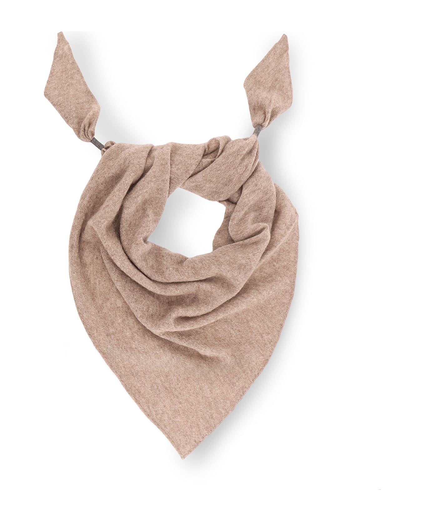Brunello Cucinelli Cashmere Scarf With Monili Detail - Beige