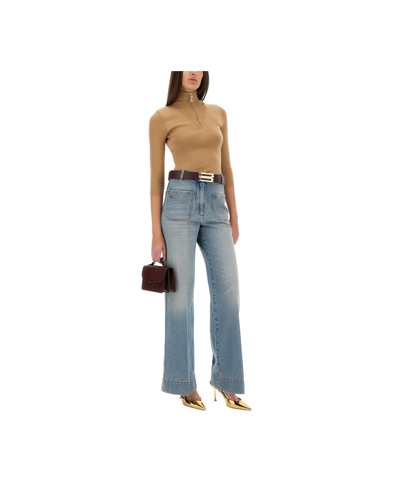 Victoria Beckham Shirt With Zip. - BEIGE