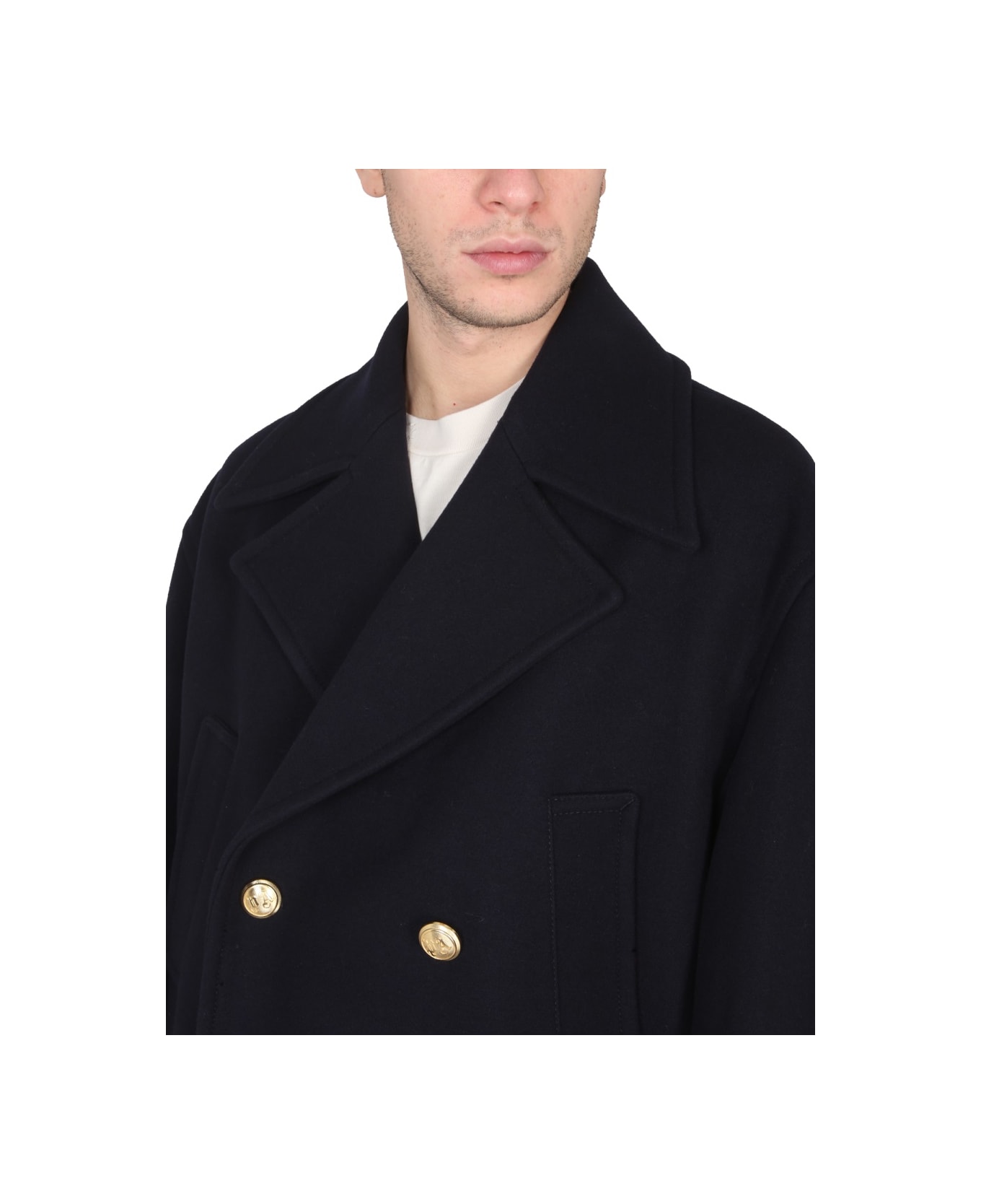 Palm Angels Double-breasted Coat - BLUE