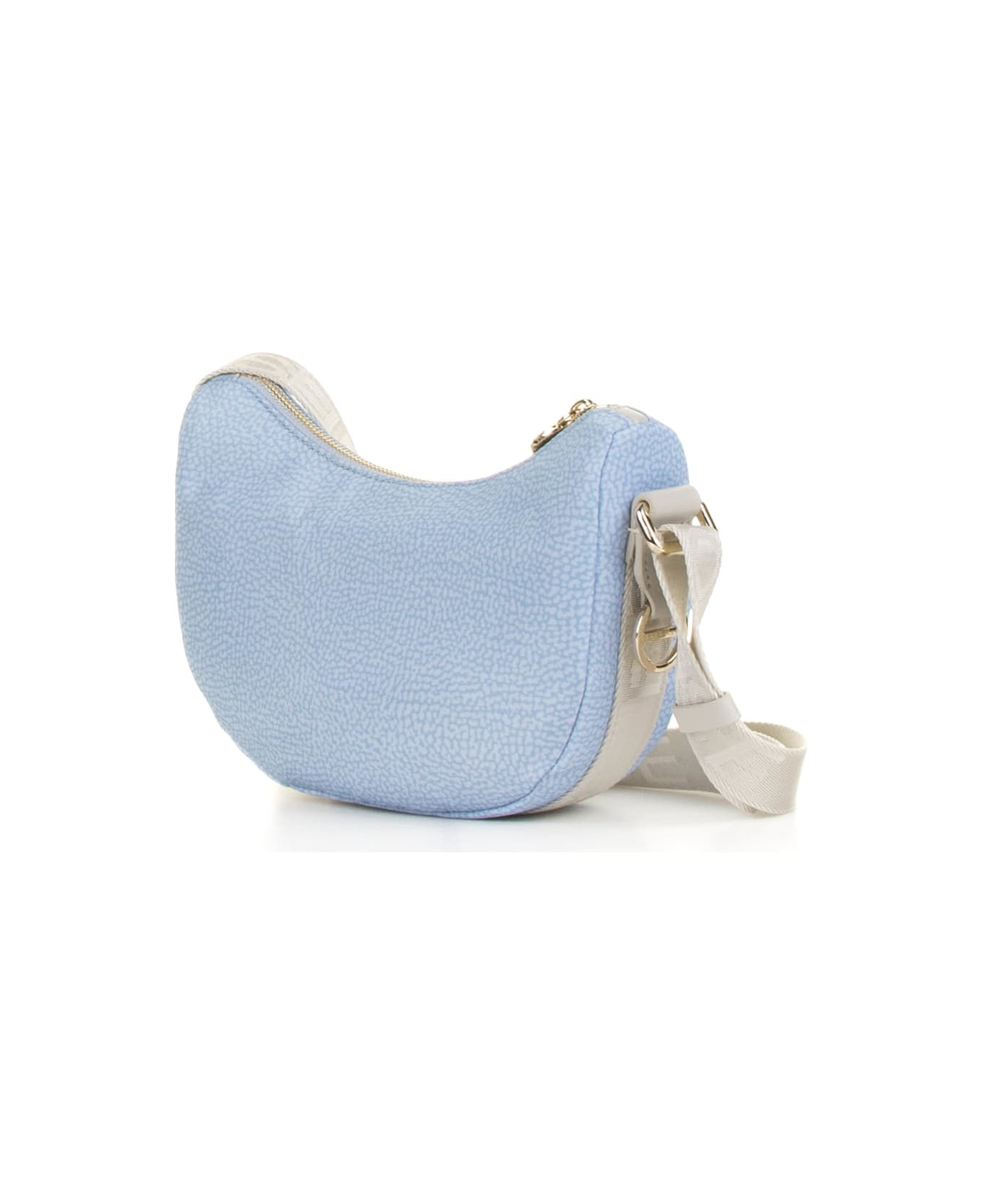 Borbonese Luna Mini Shoulder Bag In Op Fabric - TOPAZIO/GRIGIO CHIARO