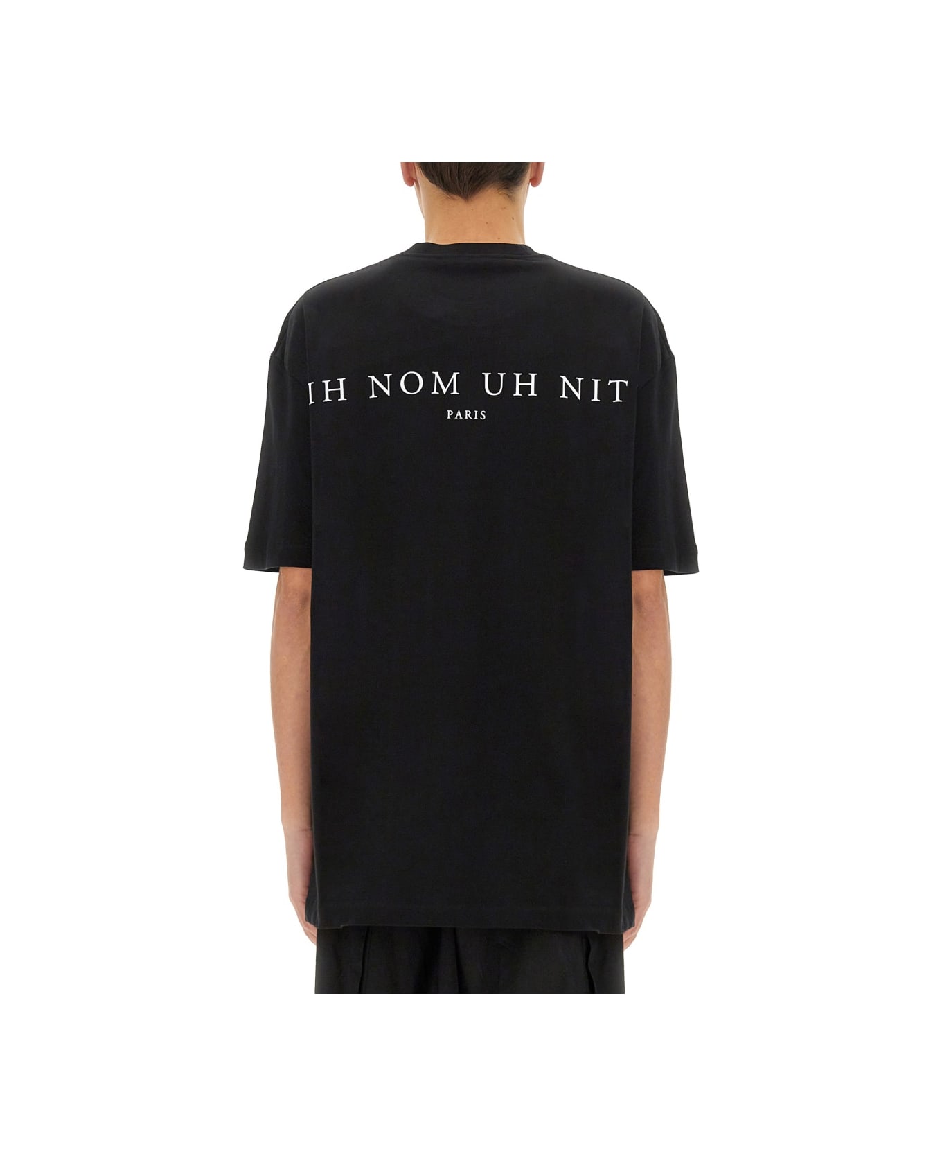 ih nom uh nit Leopard Mask Print T-shirt - Black
