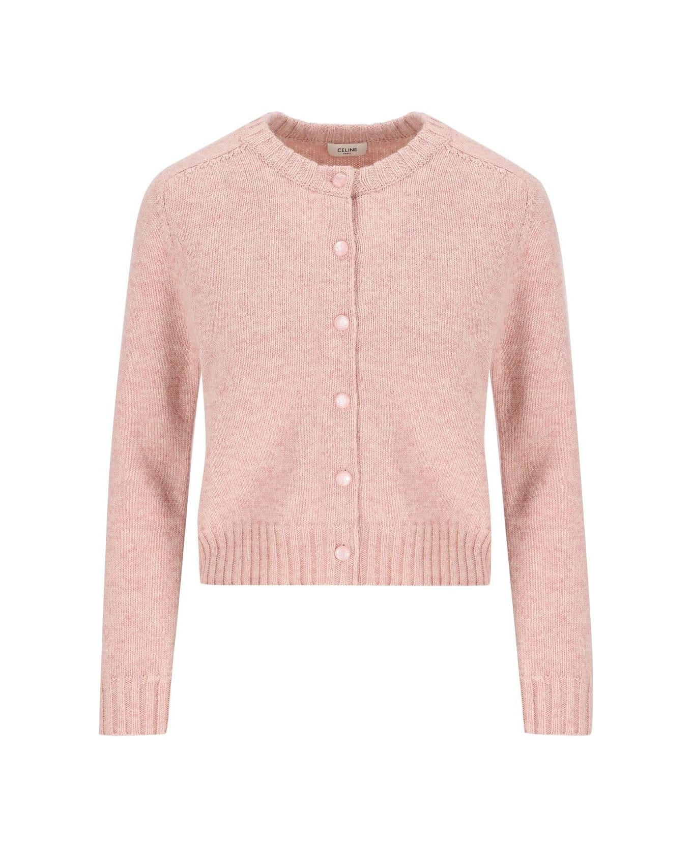 Celine Buttoned Long-sleeved Cardigan - Baby Pink