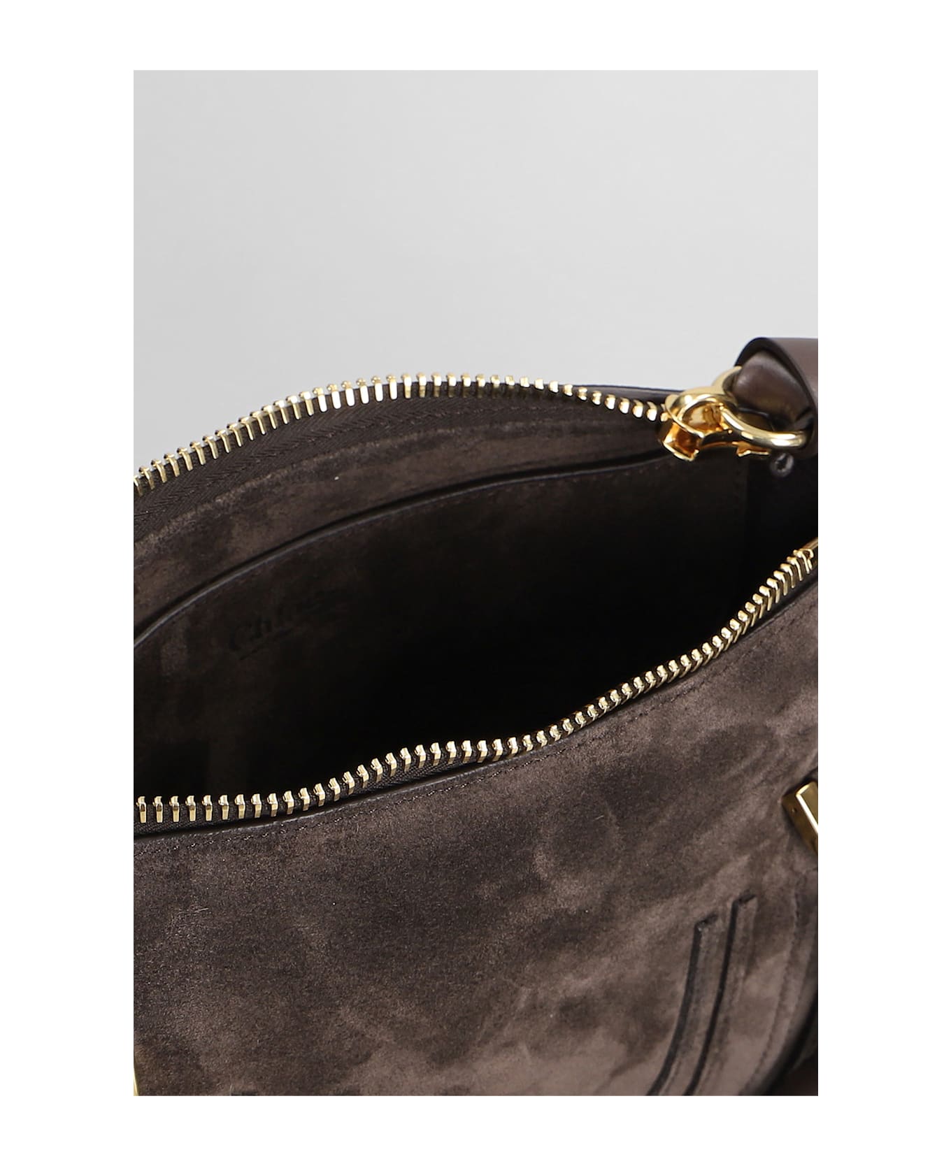 Chloé Mercie Shoulder Bag In Brown Suede - brown