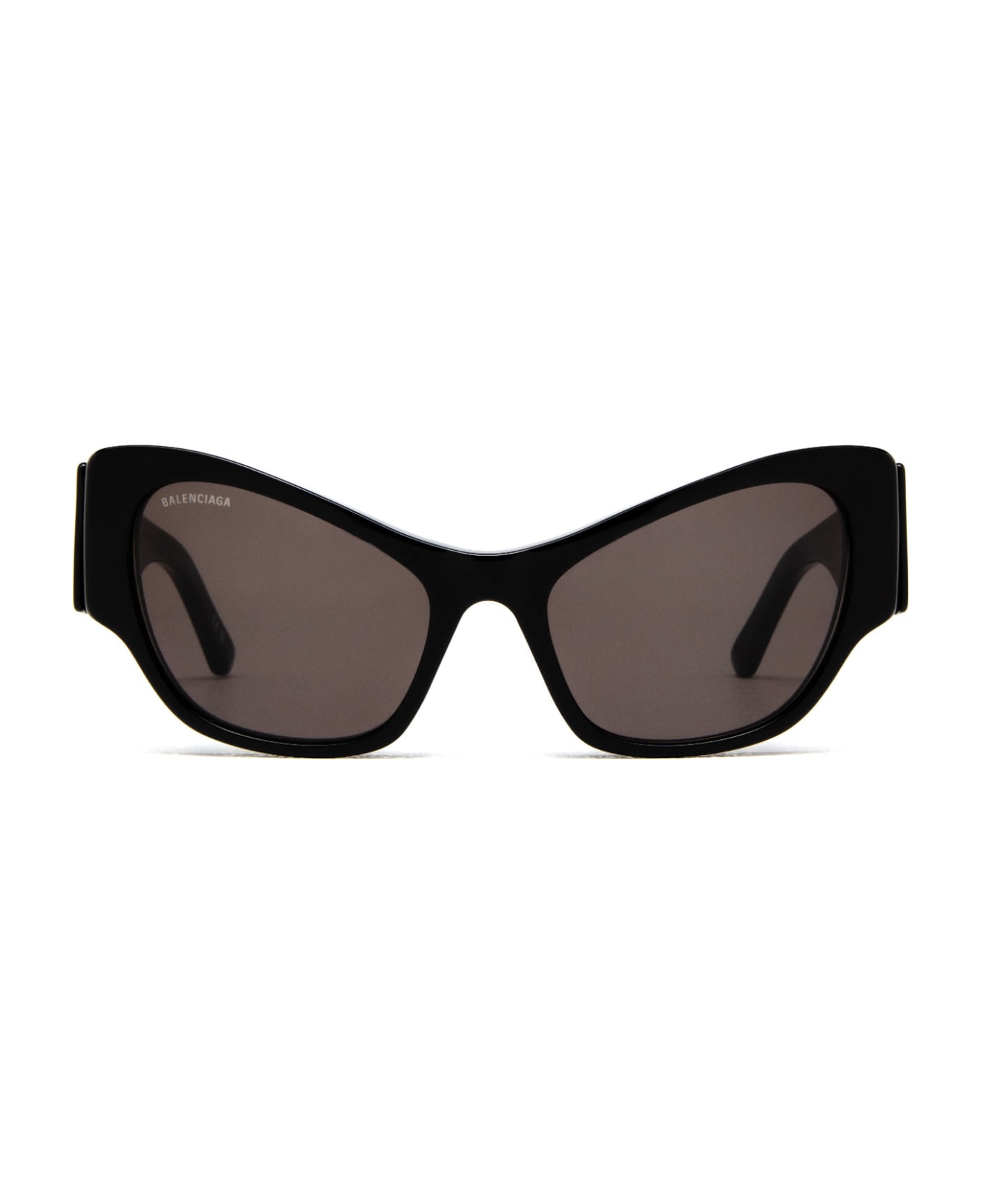 Balenciaga Eyewear Flat Temple Logo Sided Cat-eye Sunglasses - 001 BLACK BLACK GREY