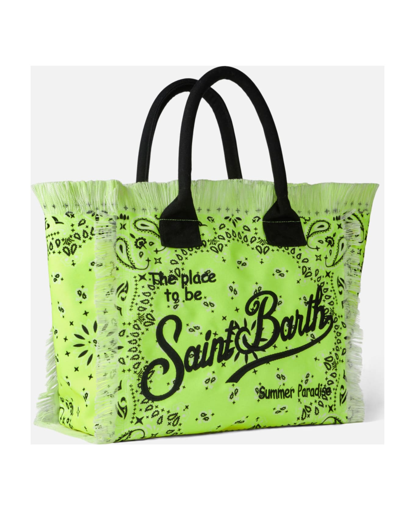 MC2 Saint Barth Vanity Fluo Yellow Shoulder Bag With Bandanna Print - YELLOW