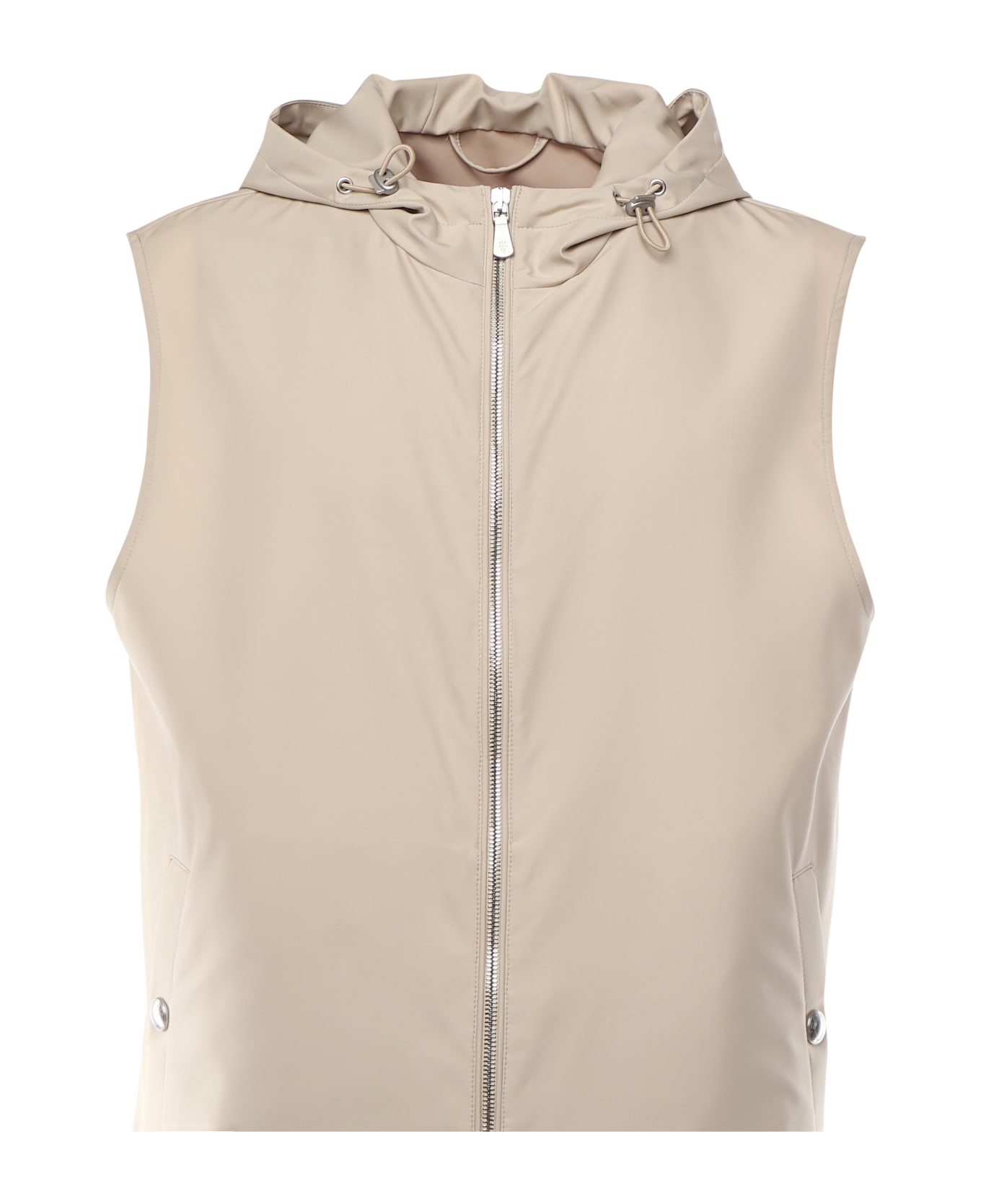 Eleventy Silk Hooded Vest - SAND