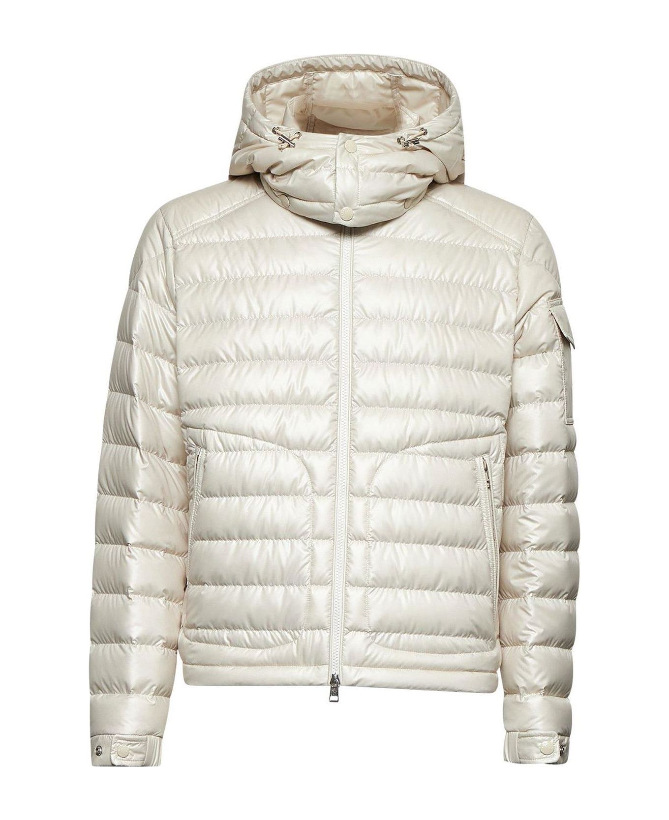 Moncler Lauros Logo Patch Zip-up Hooded Jacket - MULTICOLOUR