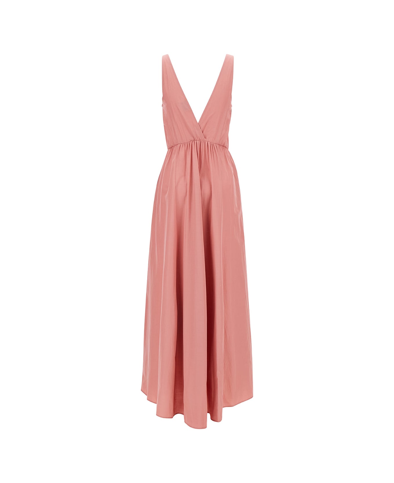 Forte_Forte Long Pink Dress With Surplice Neckline In Taffetas Woman - Rosa 