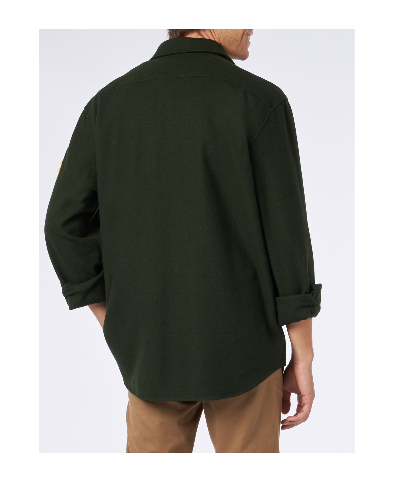 MC2 Saint Barth Moleskin Overshirt With Peace In St. Barth Embroidery - GREEN シャツ