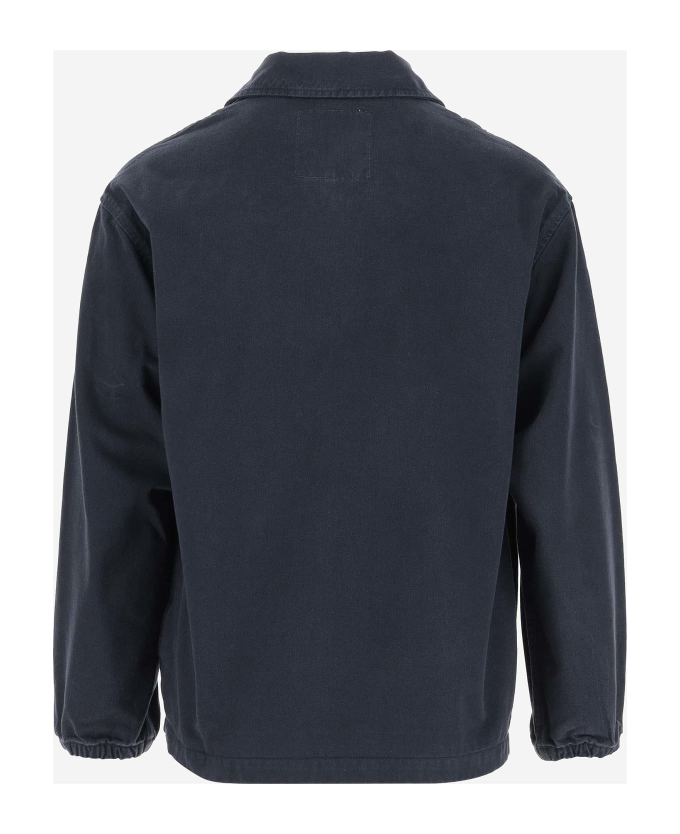 Emporio Armani Cotton Jacket With Logo - Blue コート