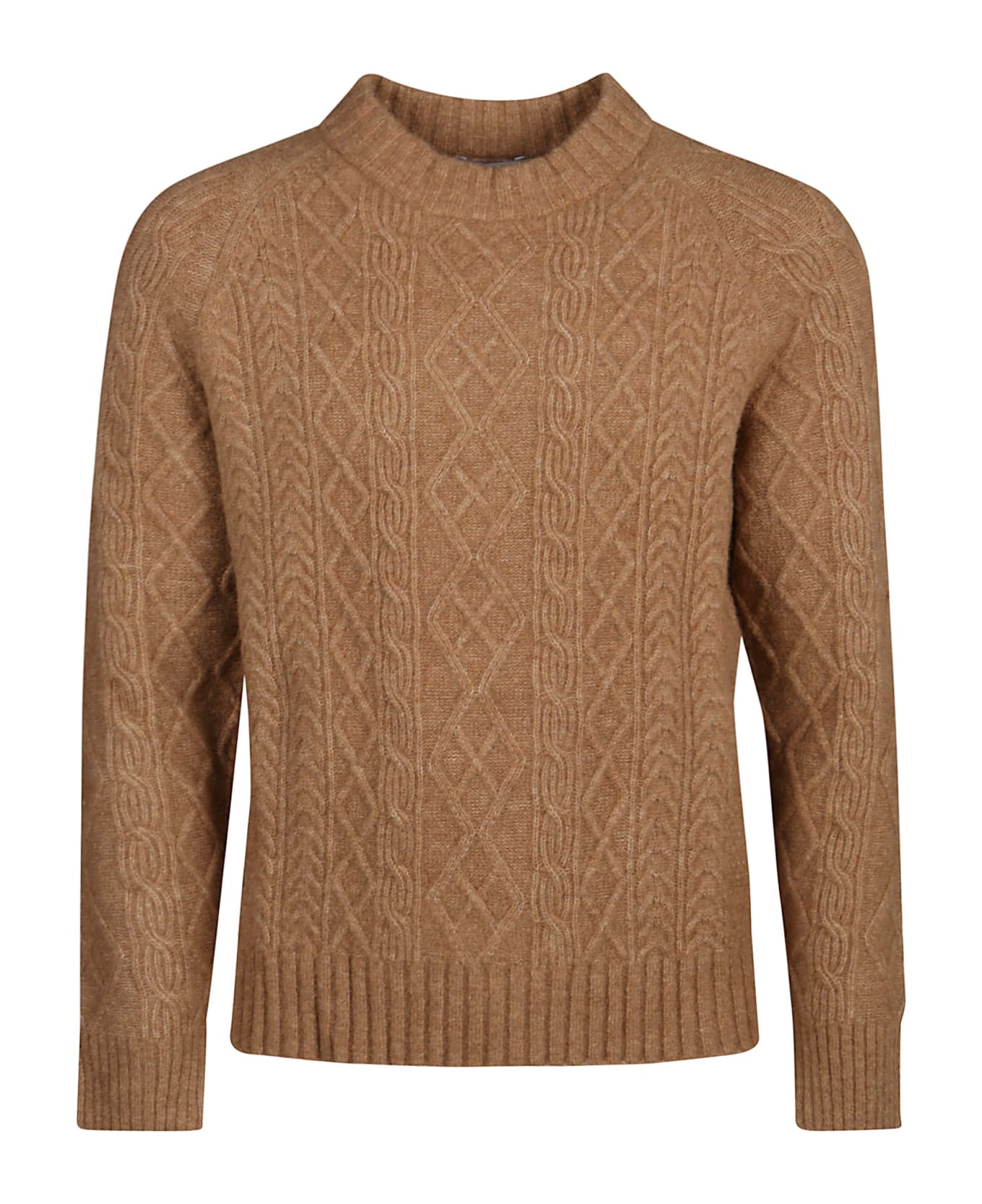 Ballantyne Aran Round Neck Sweater - Camel