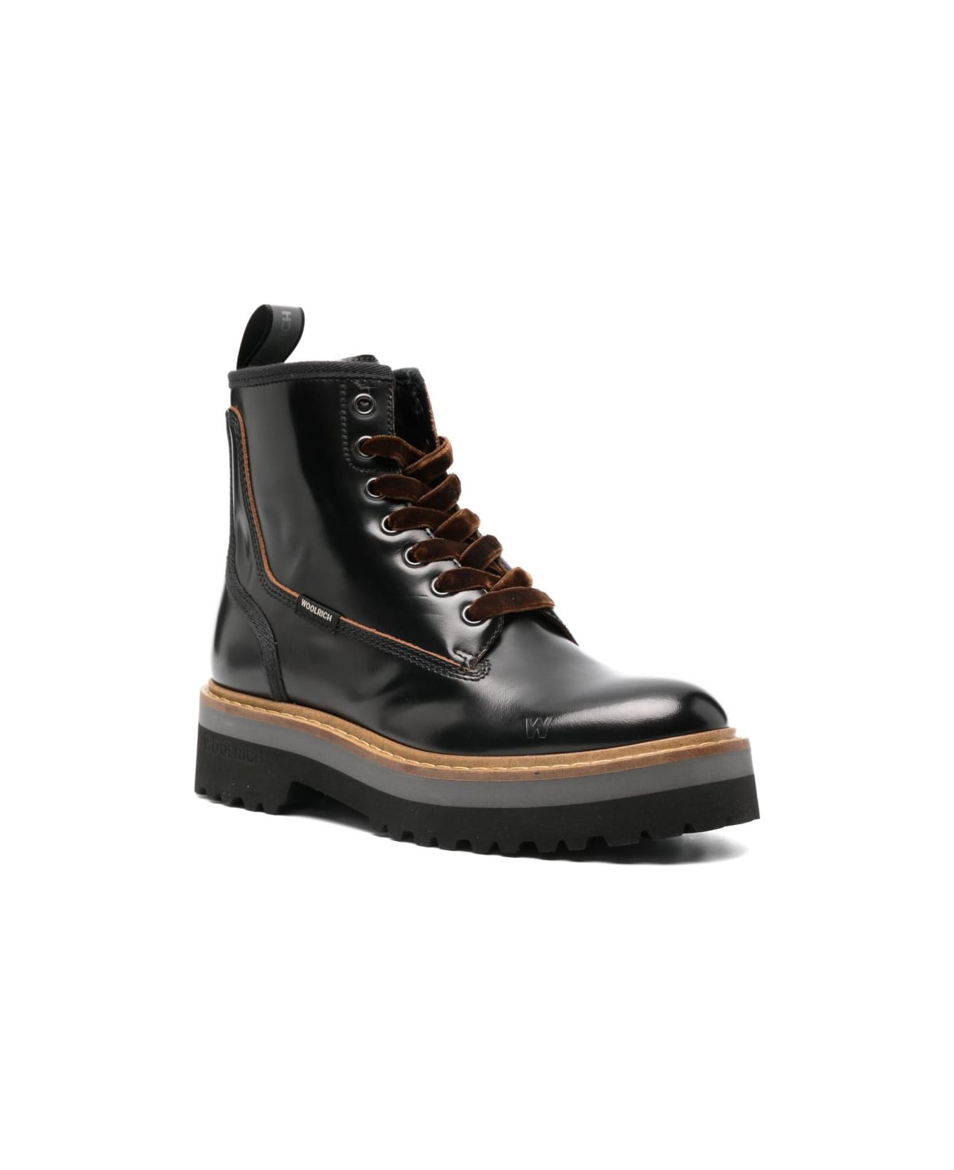 Woolrich Leather Lace Up Boots - Black