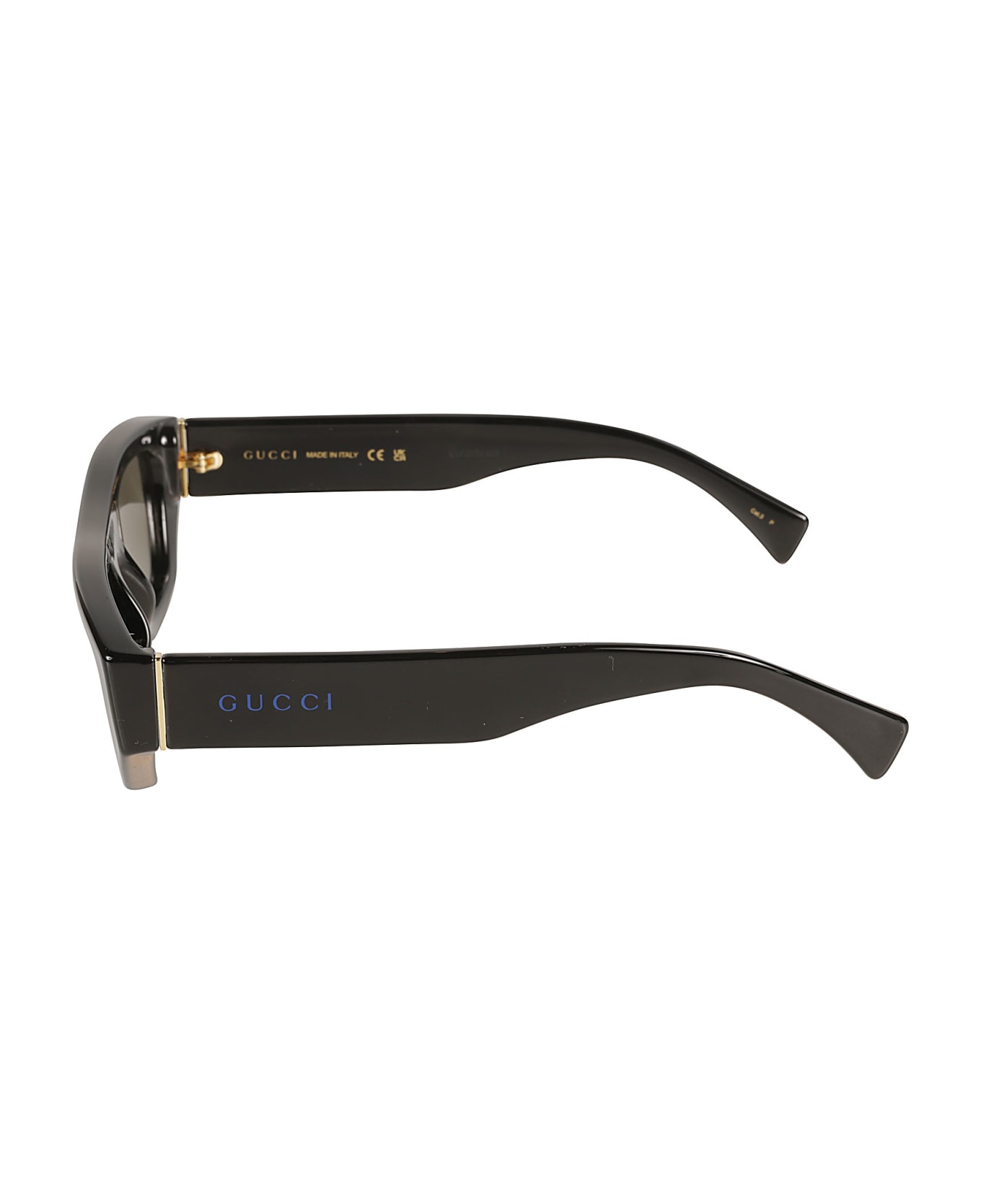 Gucci Eyewear Rectangular Frame Logo Sided Sunglasses - Black/Blue サングラス