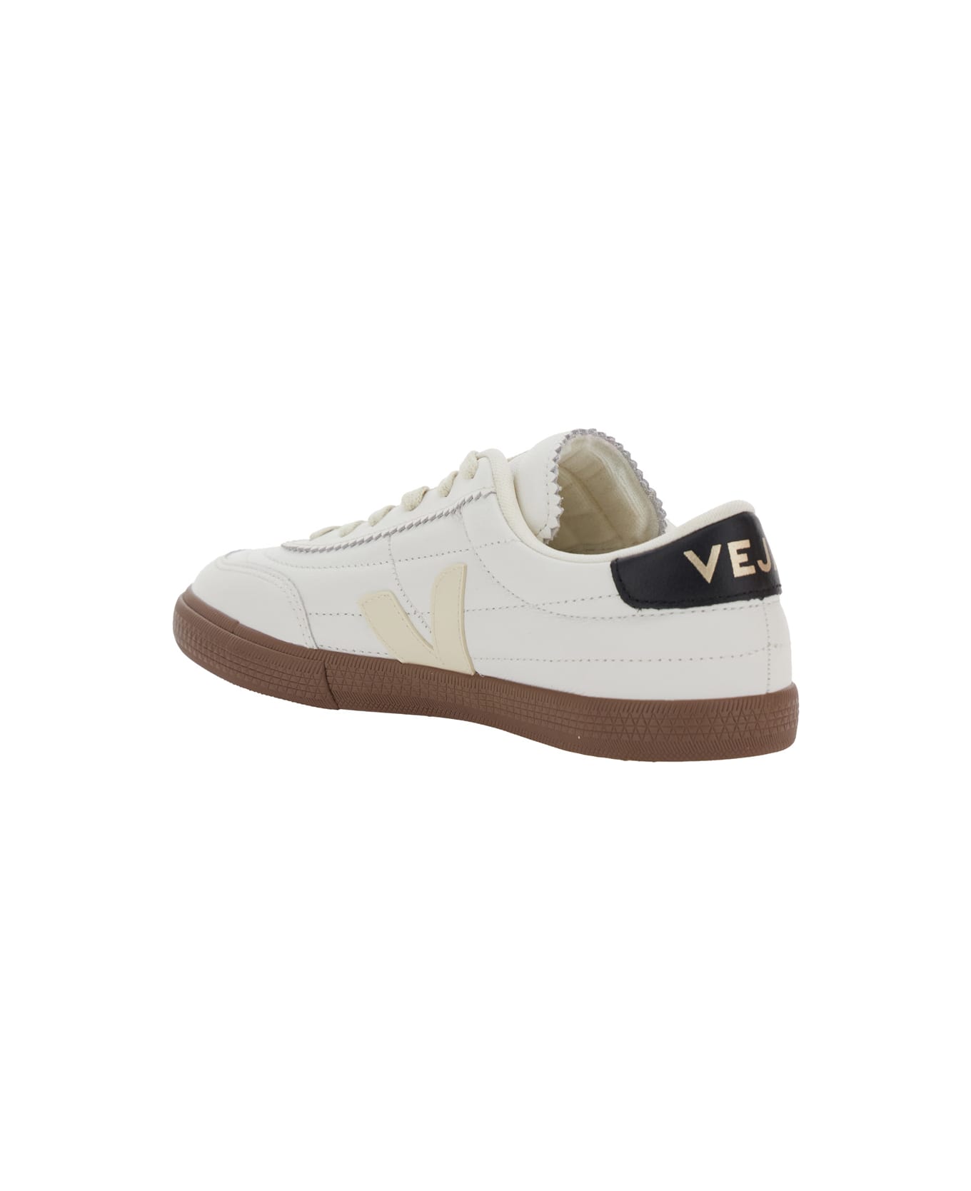 Veja 'panenka' White Low Top Sneakers With Logo Patch On The Side And Contrasting Heel With Logo Lettering In Leather Unisex - White