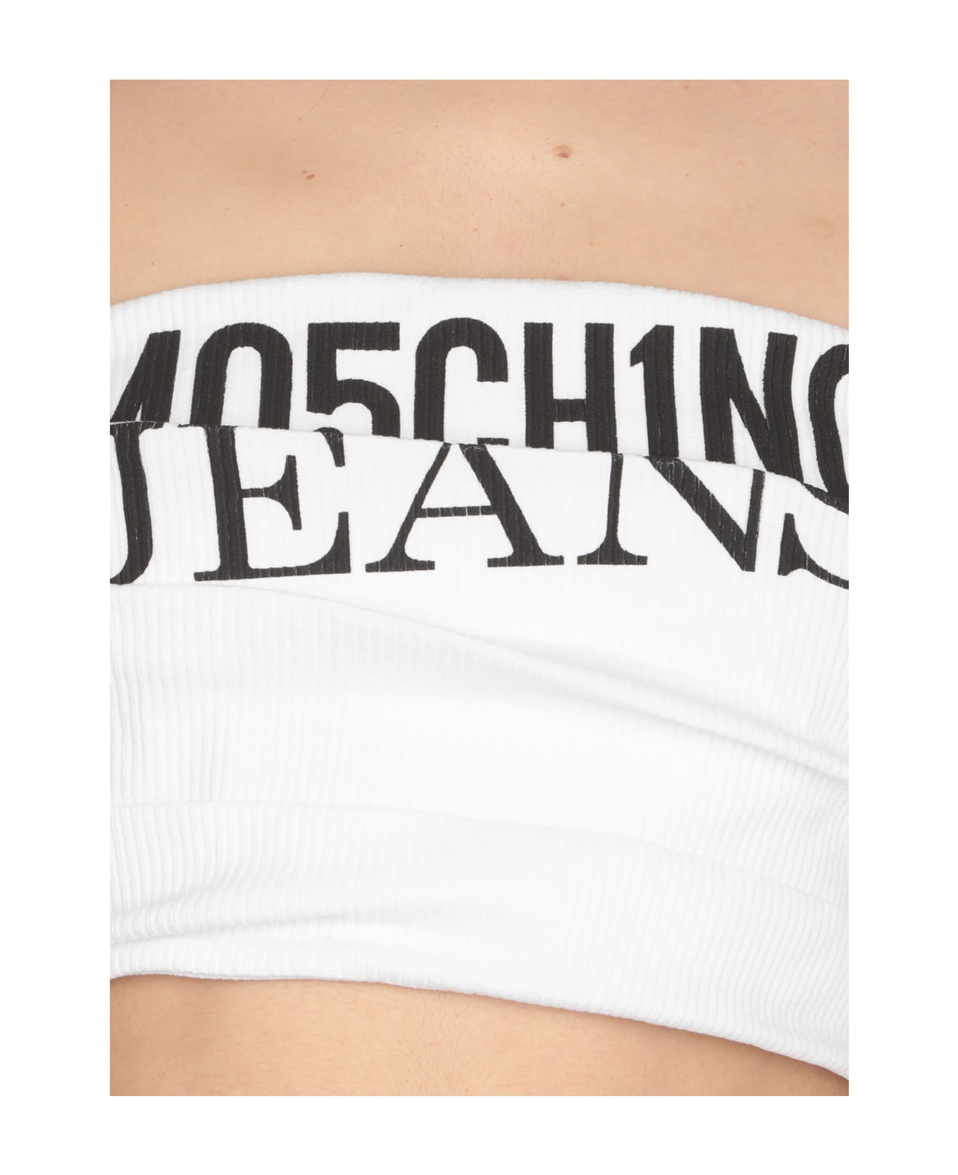 M05CH1N0 Jeans Top With Logo - White