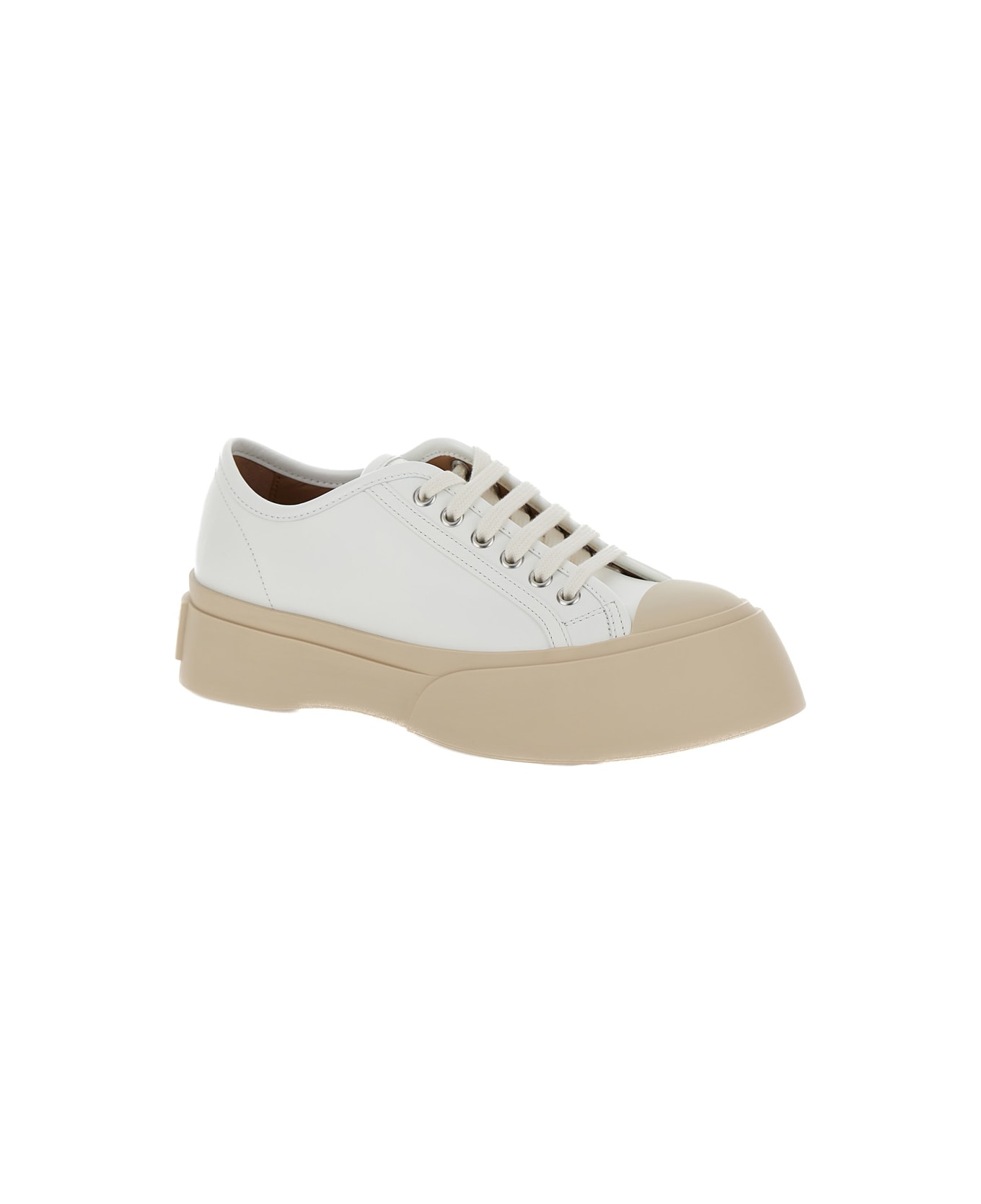 Marni 'pablo' White Sneakers With Lace Up Closure In Leather Woman - White スニーカー