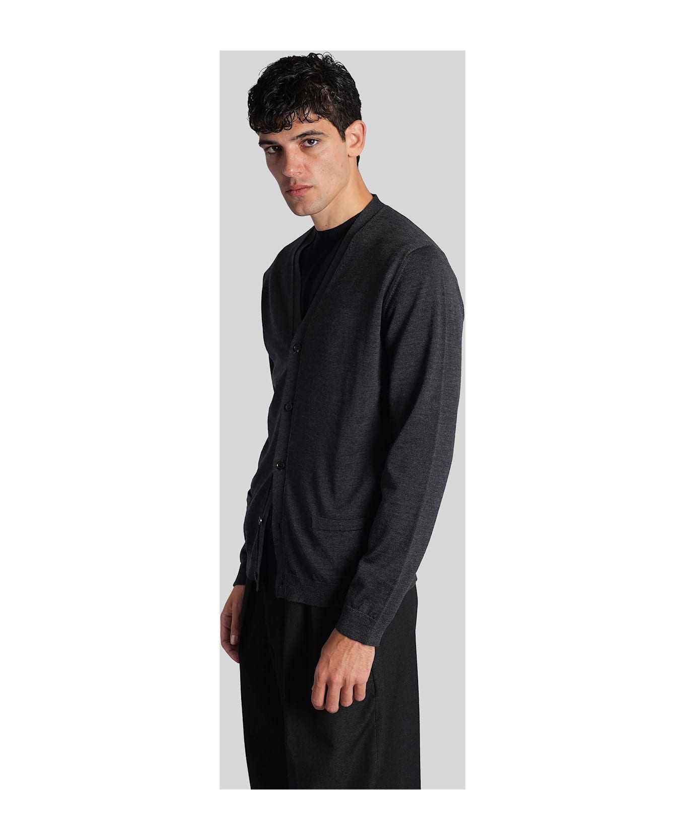 Roberto Collina Cardigan In Grey Wool - grey