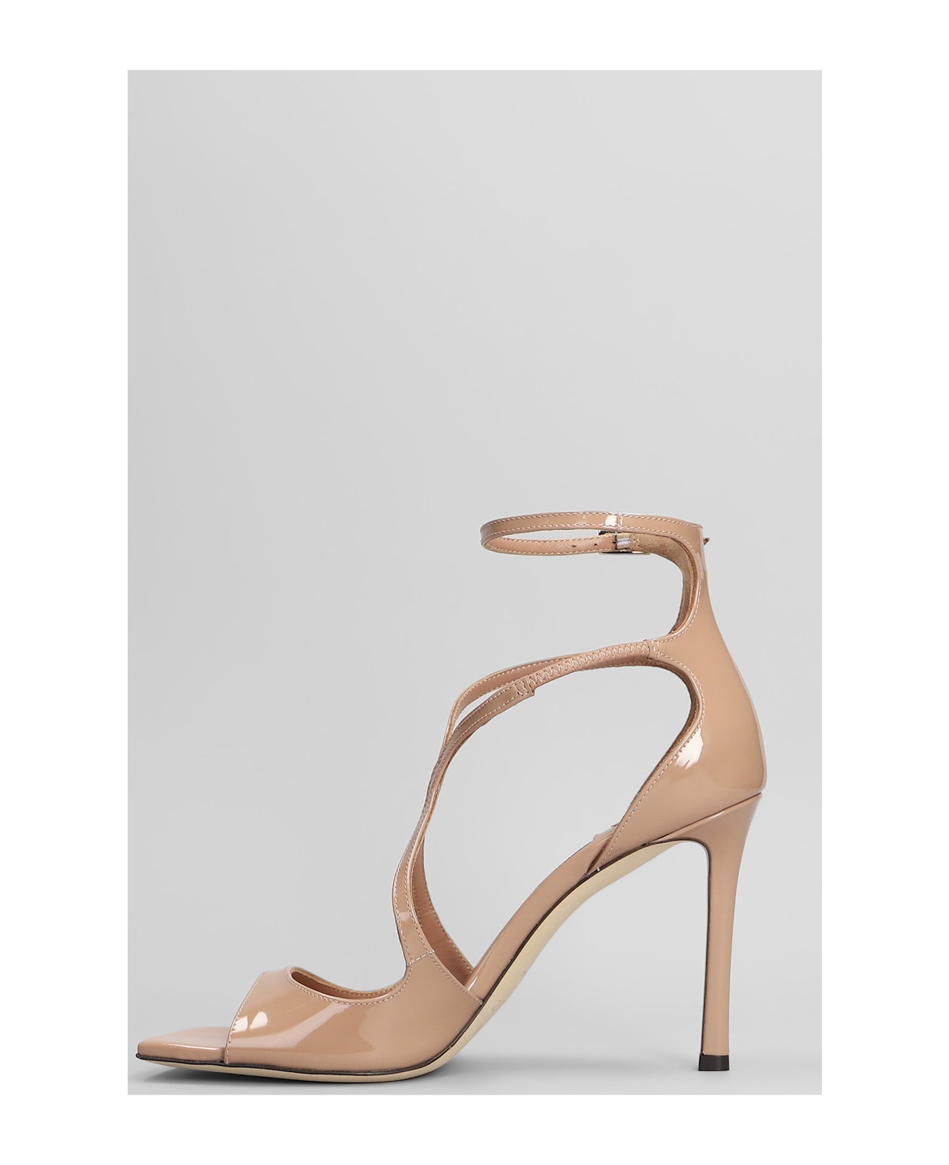 Jimmy Choo Aiza 95 Sandals In Powder Patent Leather - powder