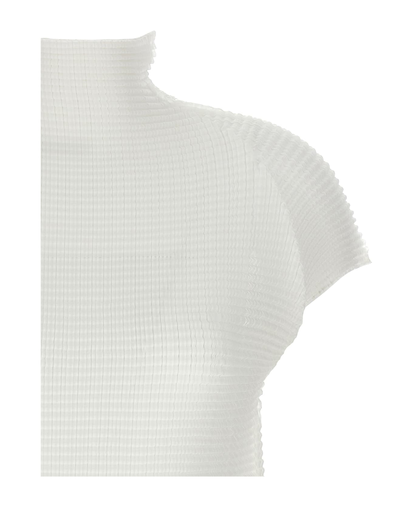 Issey Miyake 
wooly Pleats
 Blouse - White