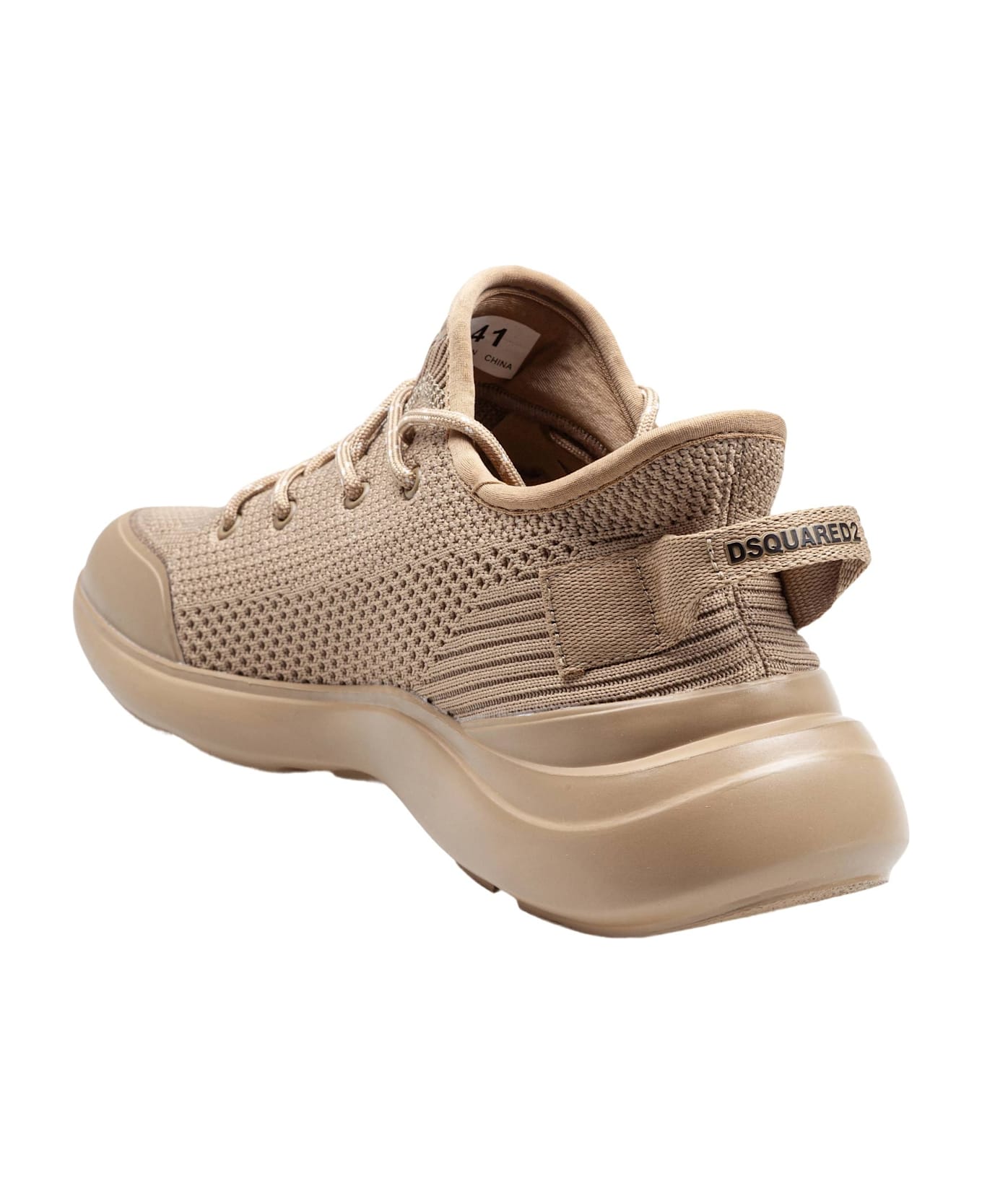 Dsquared2 Fly Stretch Knit Sneakers Khaki Color - kaki/noir