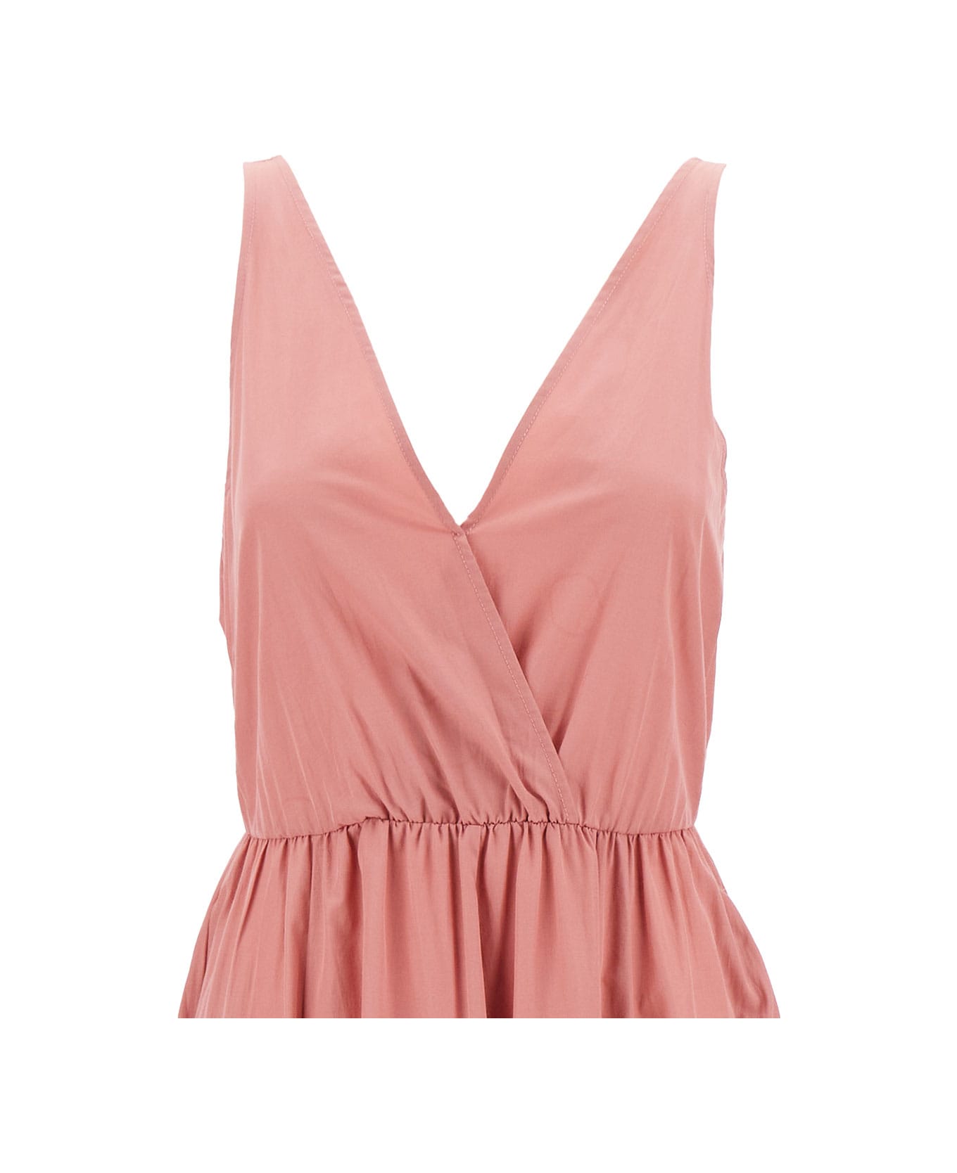 Forte_Forte Long Pink Dress With Surplice Neckline In Taffetas Woman - Pink ワンピース＆ドレス