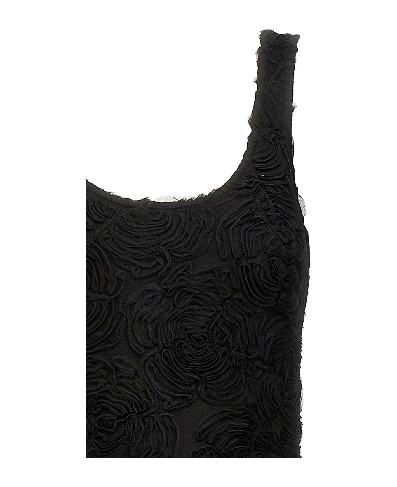 Rotate by Birger Christensen Flower Mesh Ruffle - nero