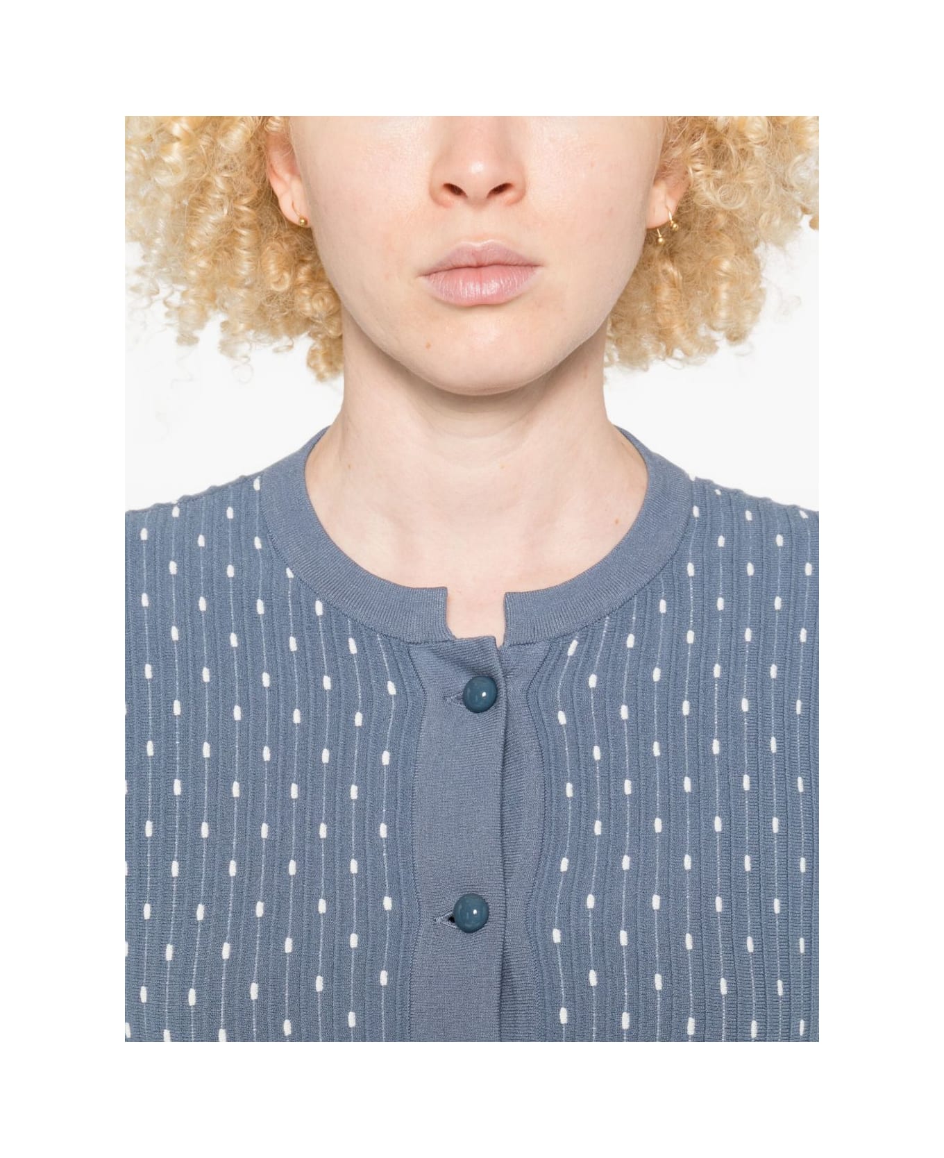 Emporio Armani Dotted Crewneck Cardigan - Blue