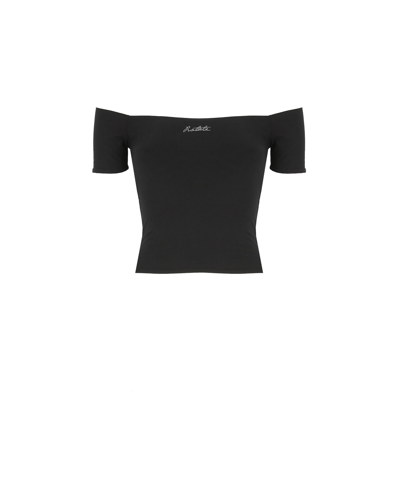 Rotate by Birger Christensen 'logo Off' Cotton And Modal Top - Black