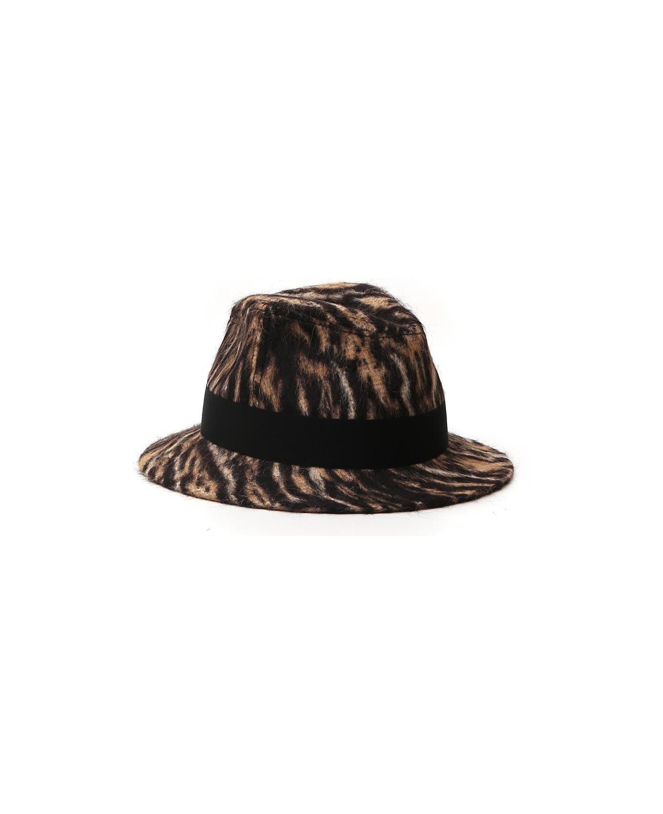 Saint Laurent Animal Print Fedora Hat - ANIMALIER