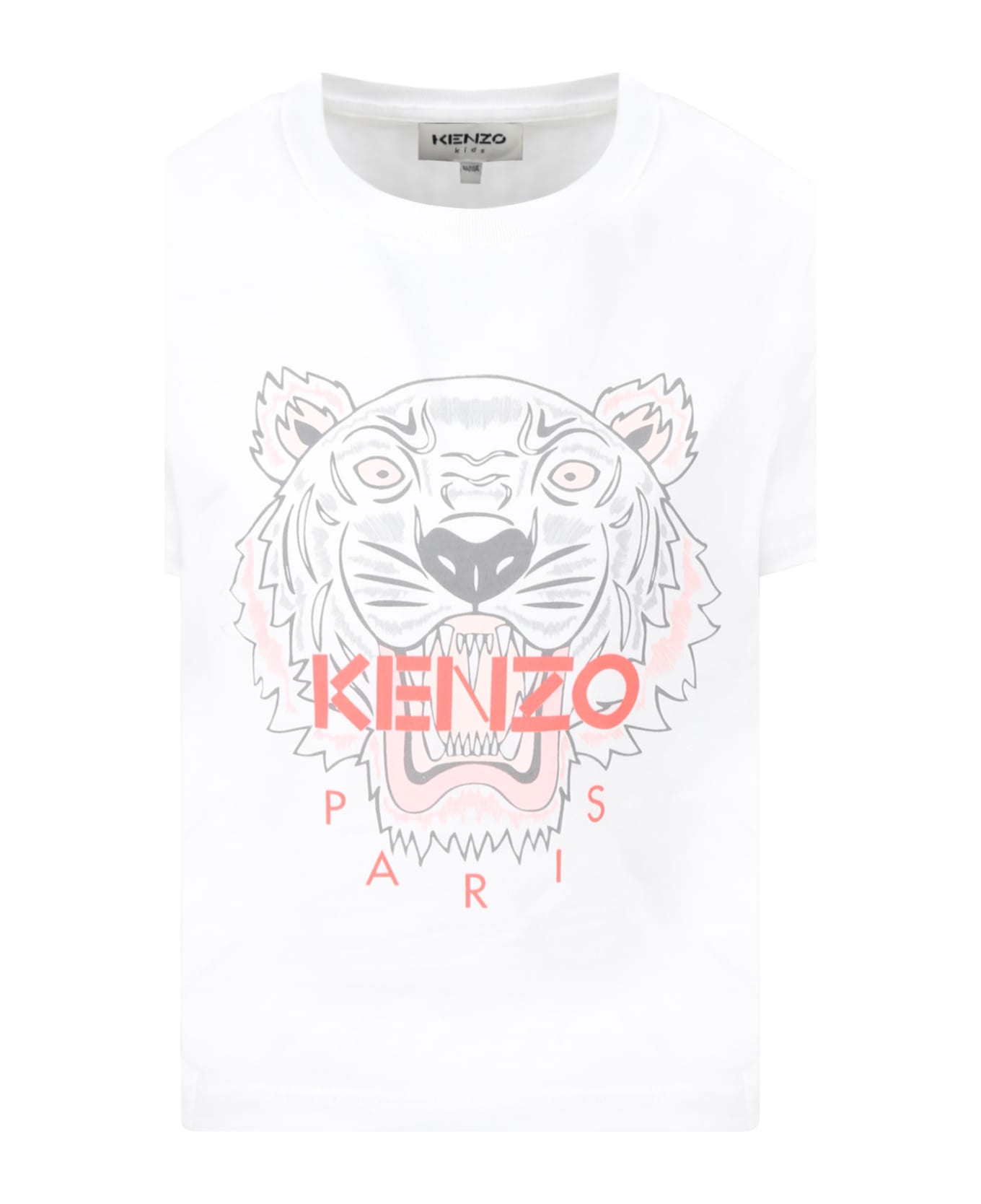 Kenzo Kids White T-shirt For Girl With Iconic Tiger - White