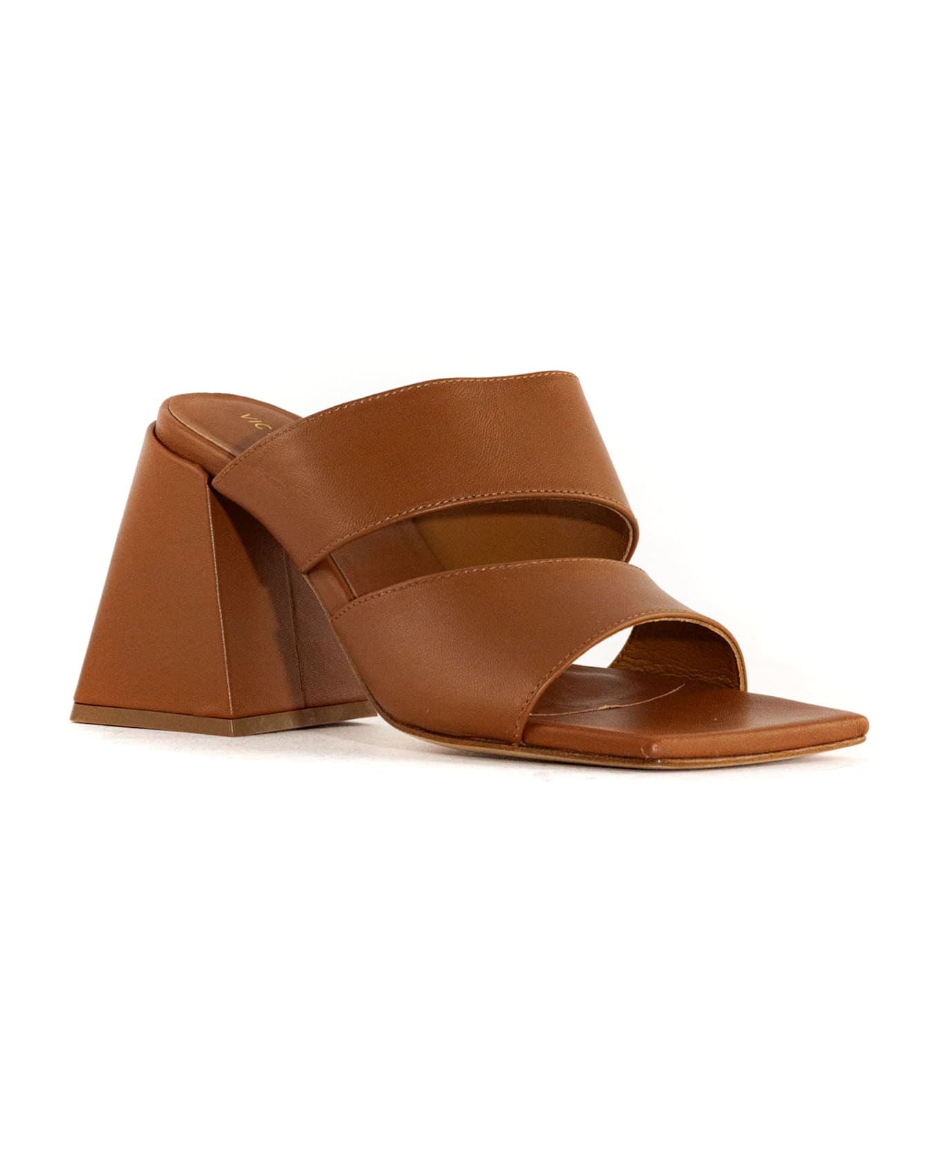 Vic Matié Brown Leather Sandal - Kaki