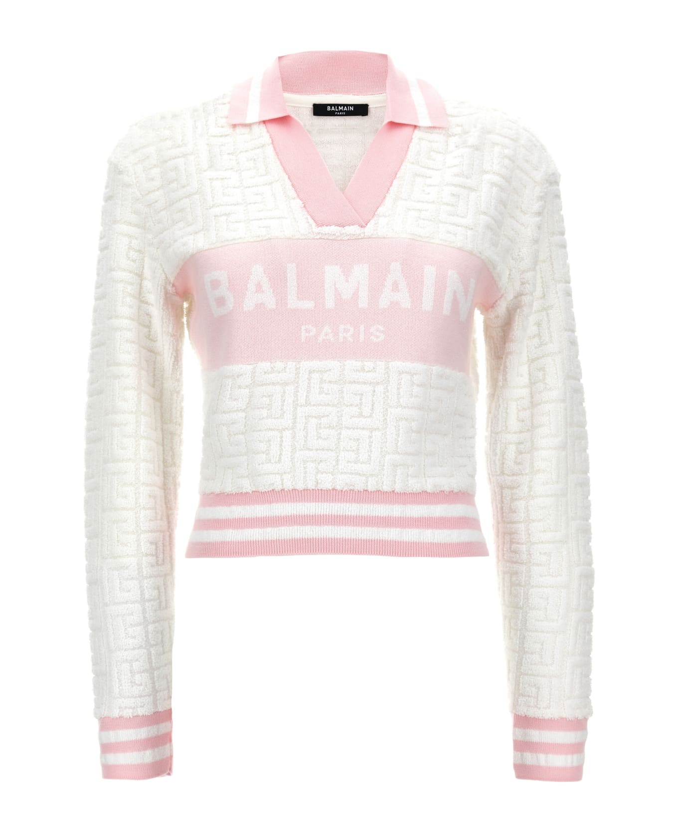 Balmain 'monogram' Polo Shirt - White