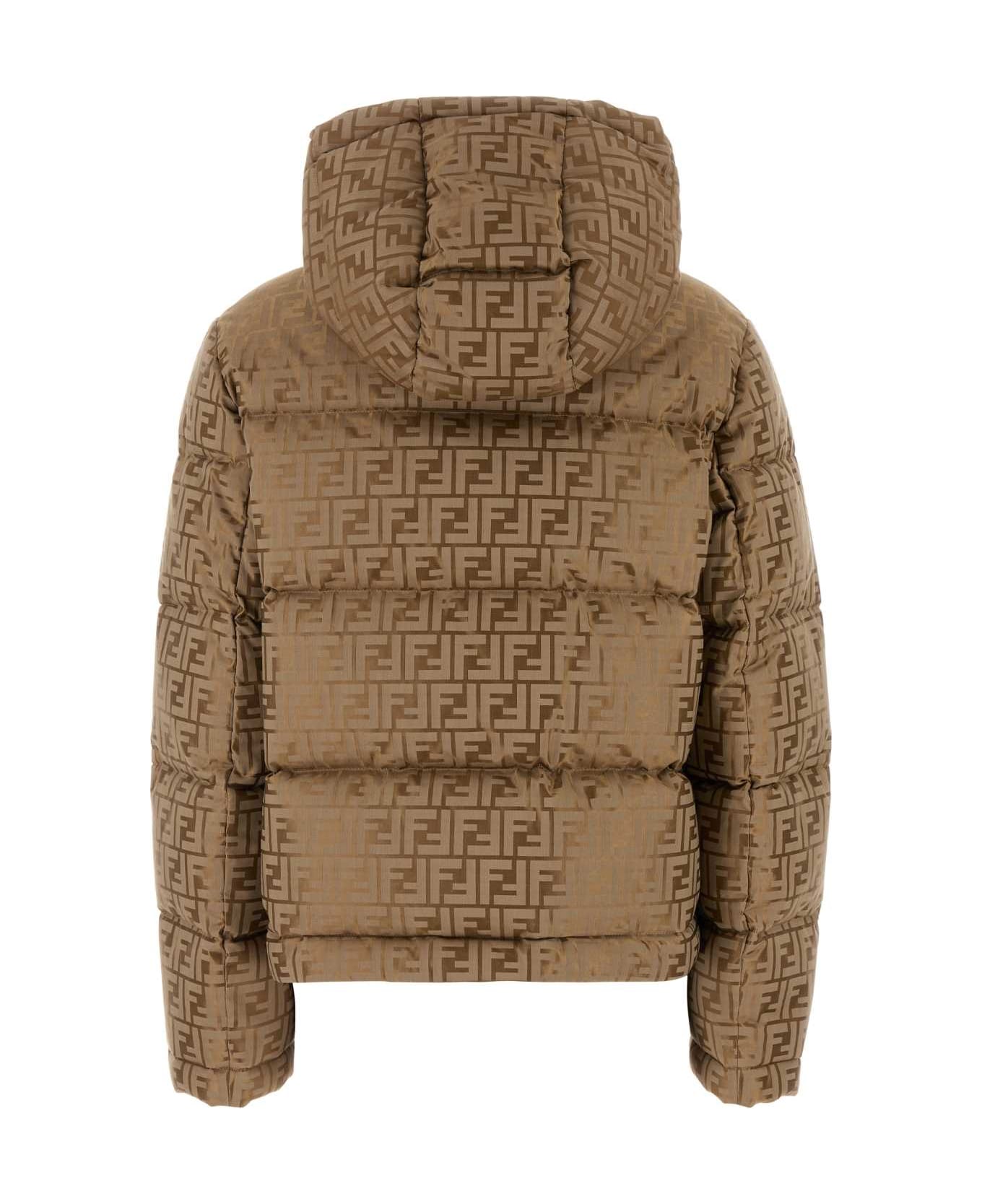 Fendi Embroidered Cotton Blend Down Jacket - Pno Portabella