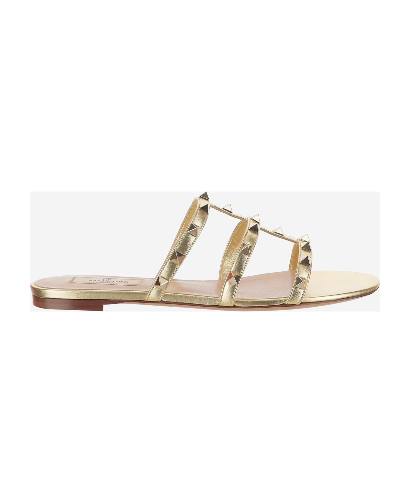 Leather Rockstud Slide Sandals - Thumbnail 2