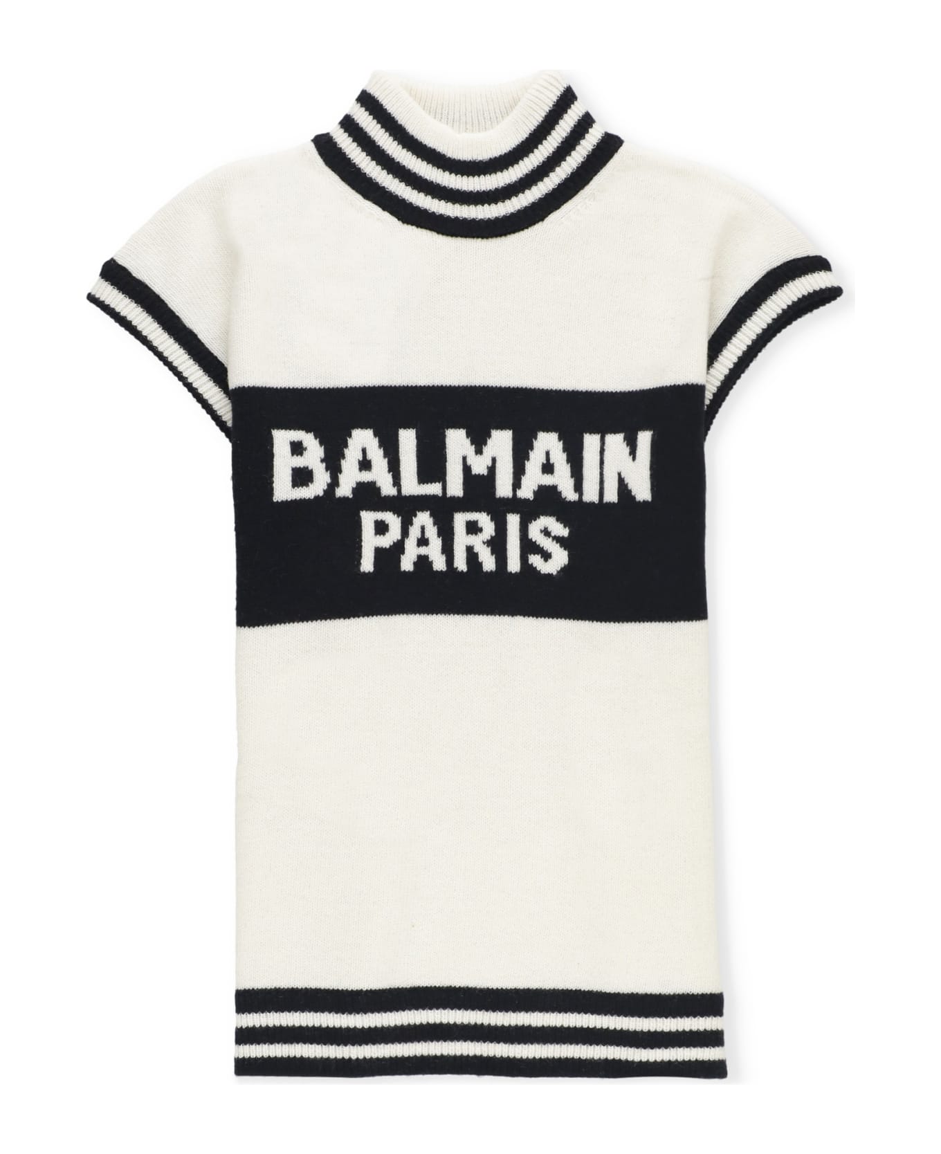 Balmain Sweater With Logo - Ivory/black